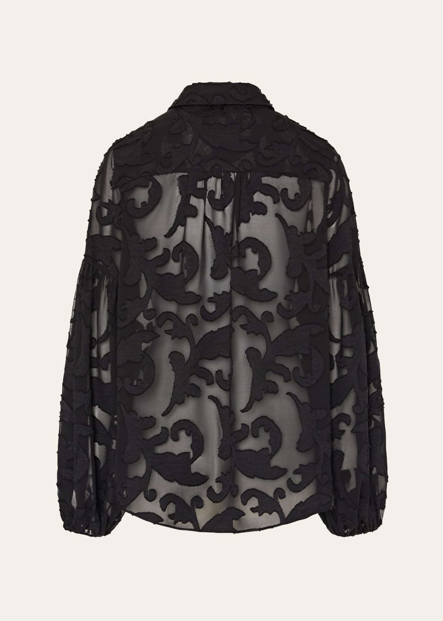 Milly Scroll Burnout Button-Front Blouse Image 3 of 4