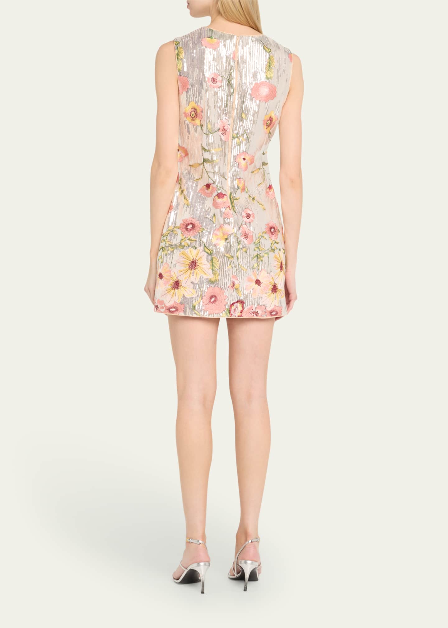 Milly Ivette Floral-Embroidered Sequin Mini Dress Image 3 of 5