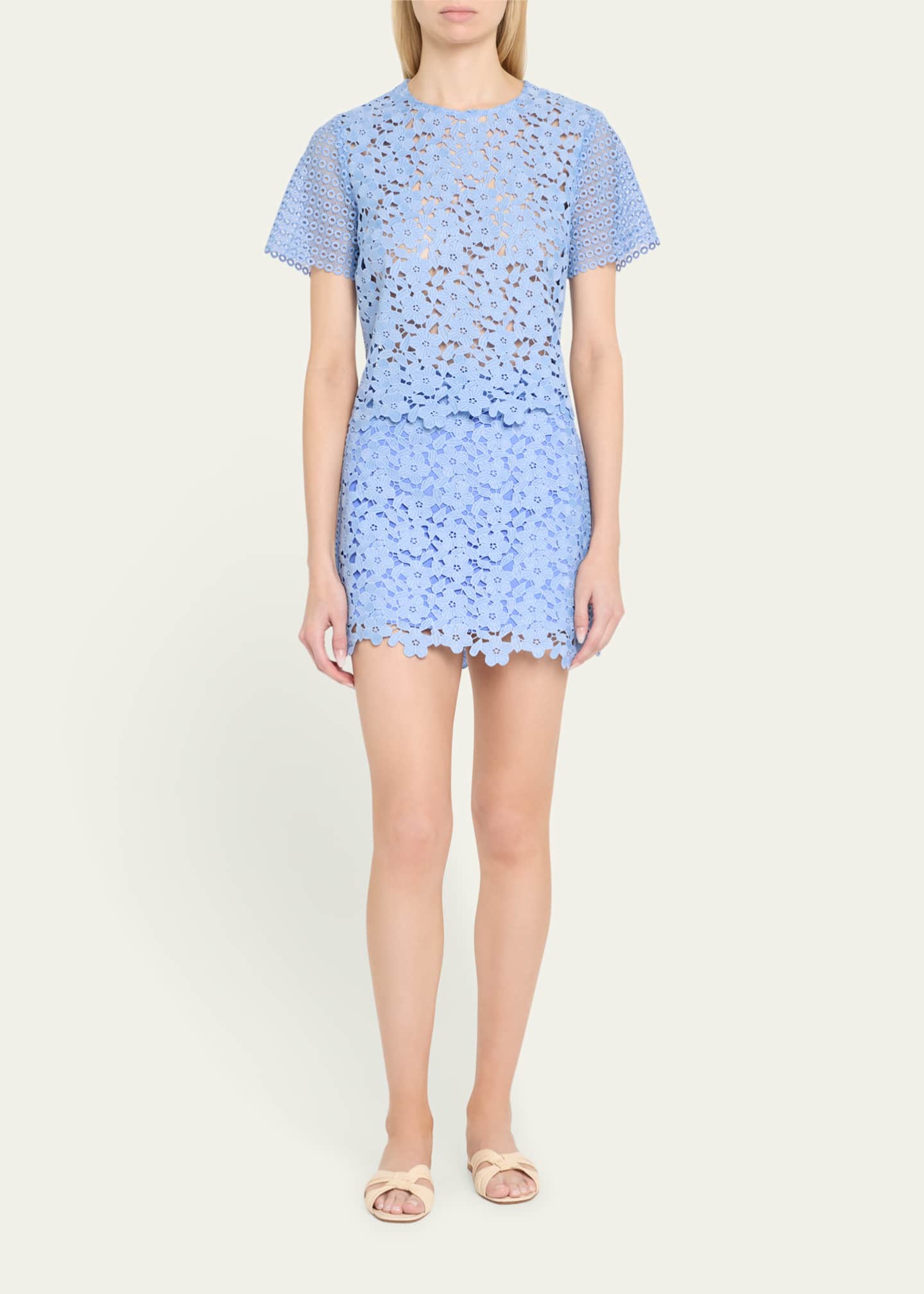 Milly Short-Sleeve Floral & Geometric Lace Top Image 2 of 5