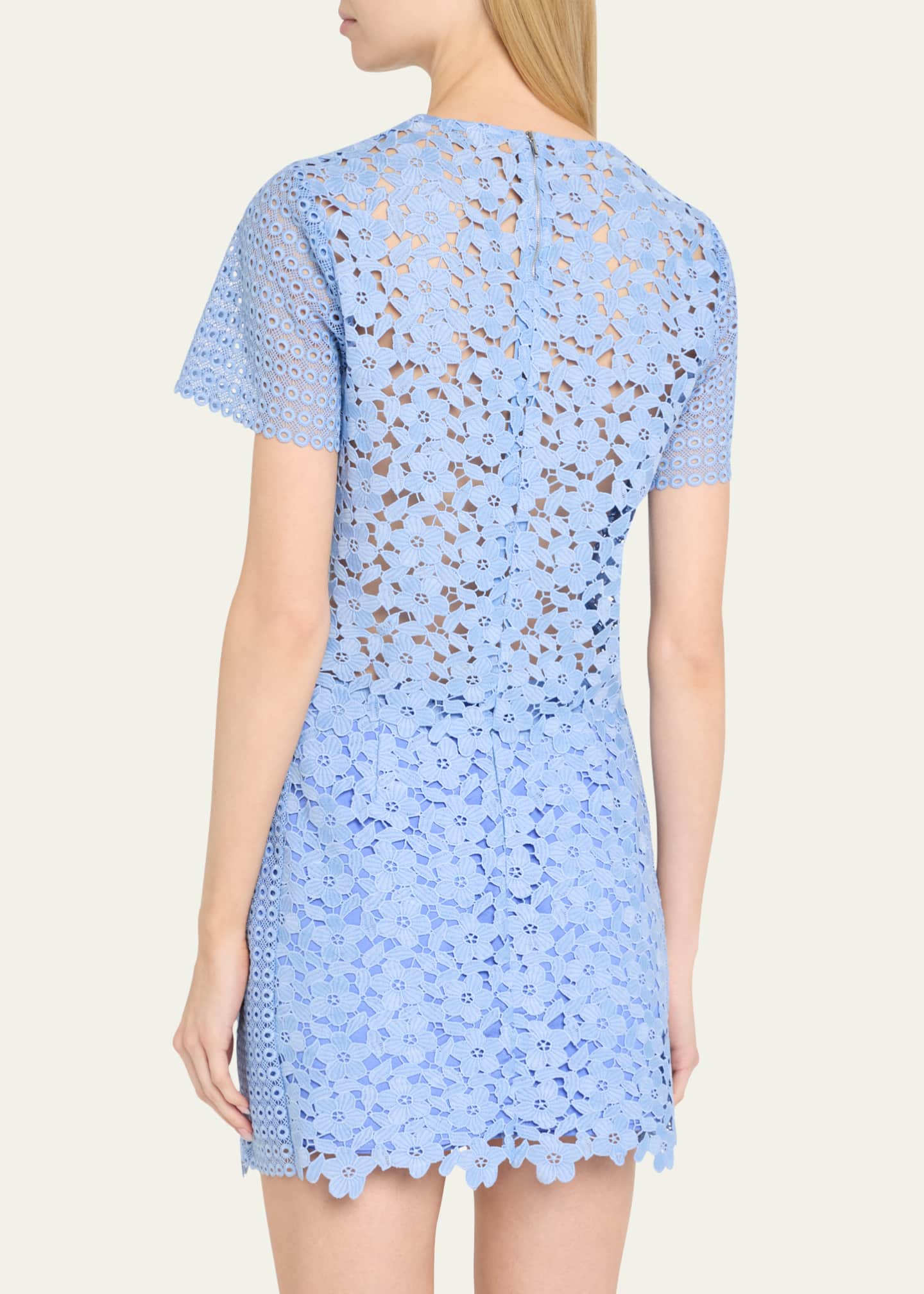 Milly Short-Sleeve Floral & Geometric Lace Top Image 3 of 5