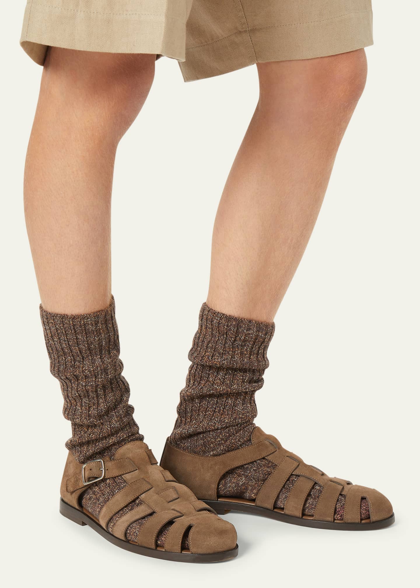 Loro Piana Men's Maxime Walk Suede Fisherman Sandals - Bergdorf