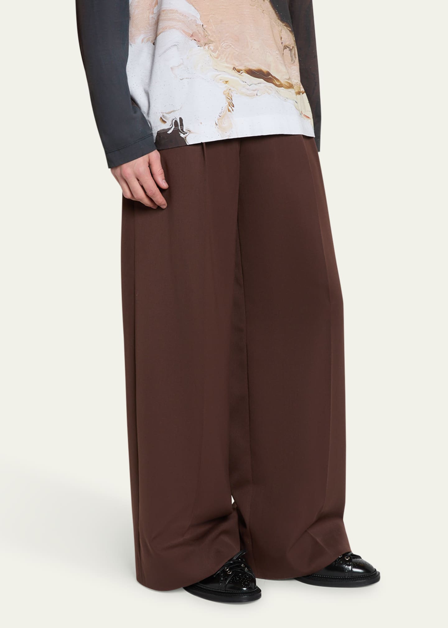 Simone Rocha Men's Pleated Wide-Leg Trousers Image 4 of 5