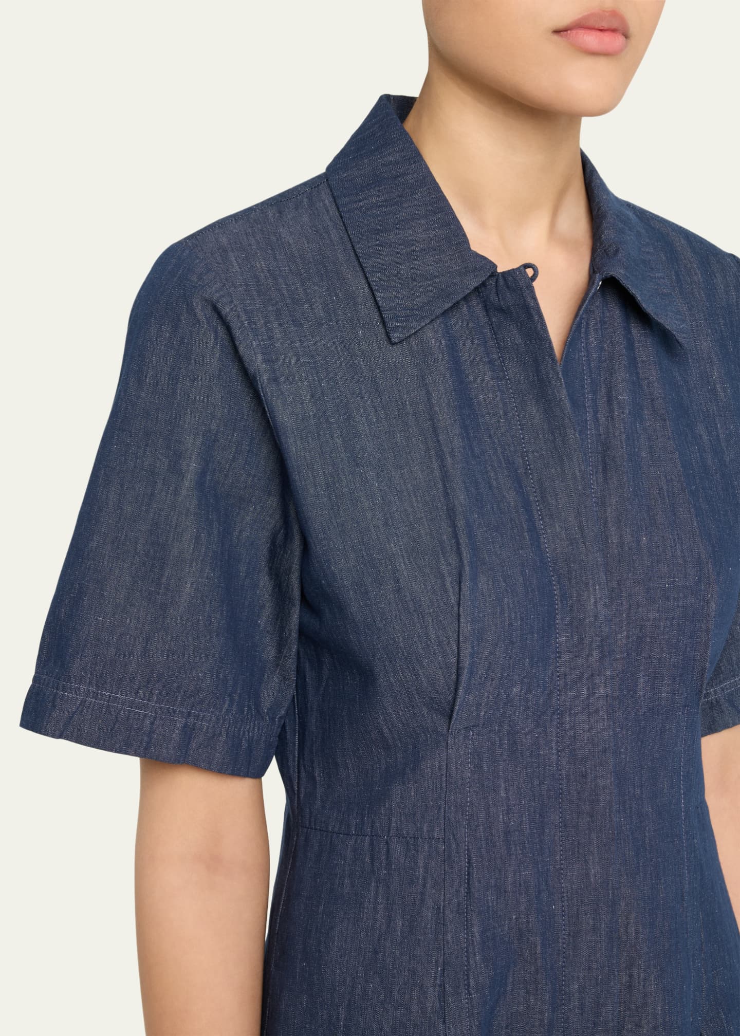 Vince Short-Sleeve Denim Shirtdress Image 5 of 5