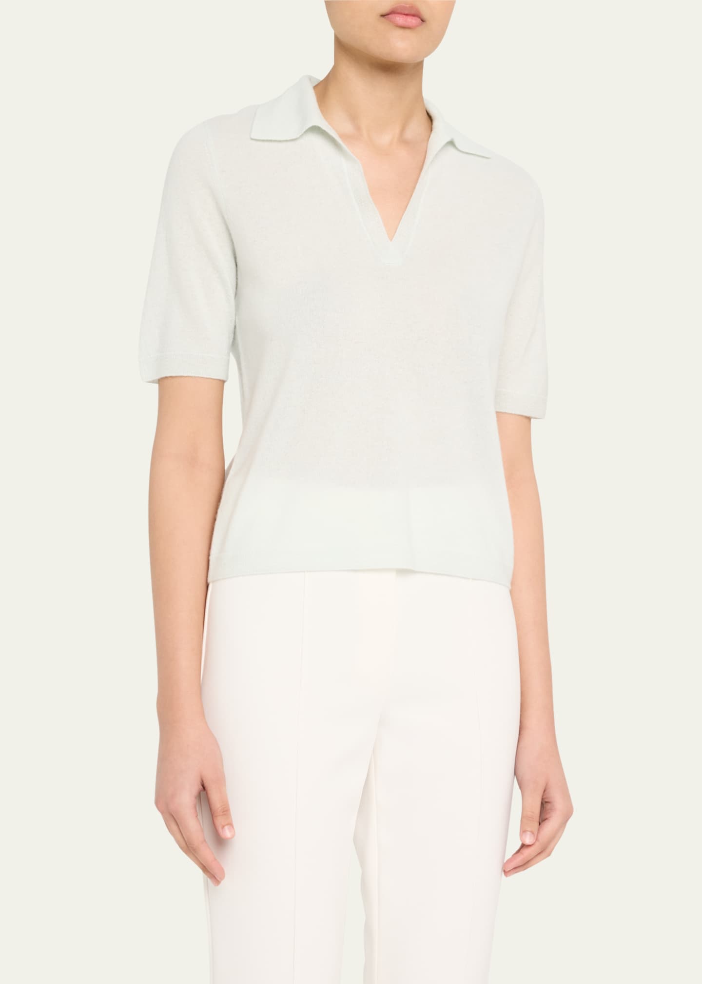 Mulberry Silk and Cashmere Polo Top - Thumbnail 4