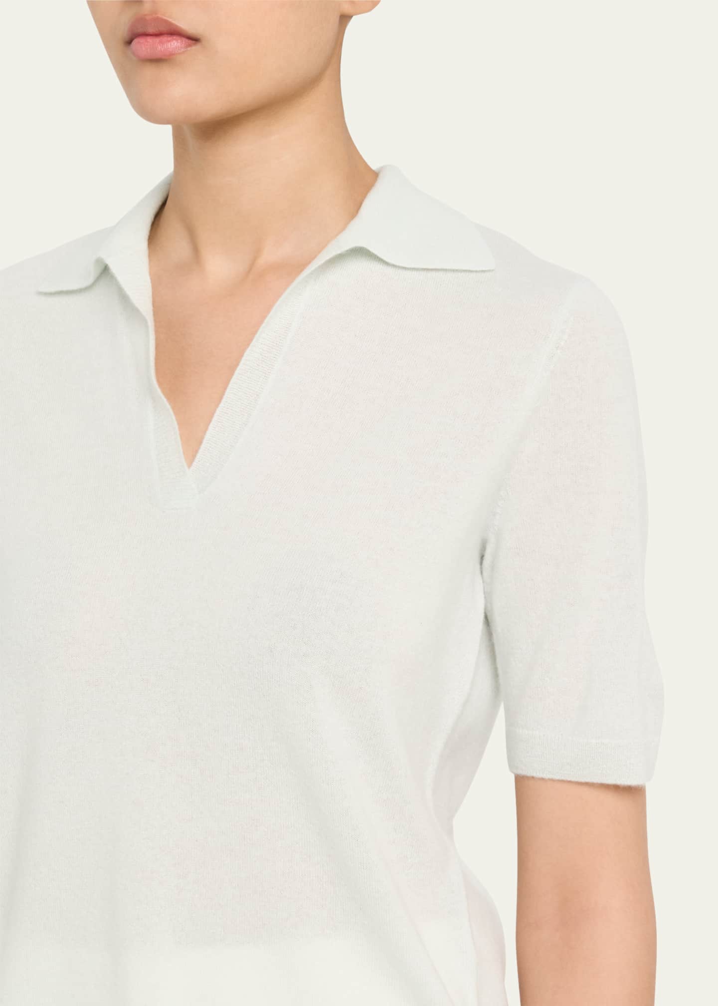 Mulberry Silk and Cashmere Polo Top - Thumbnail 5
