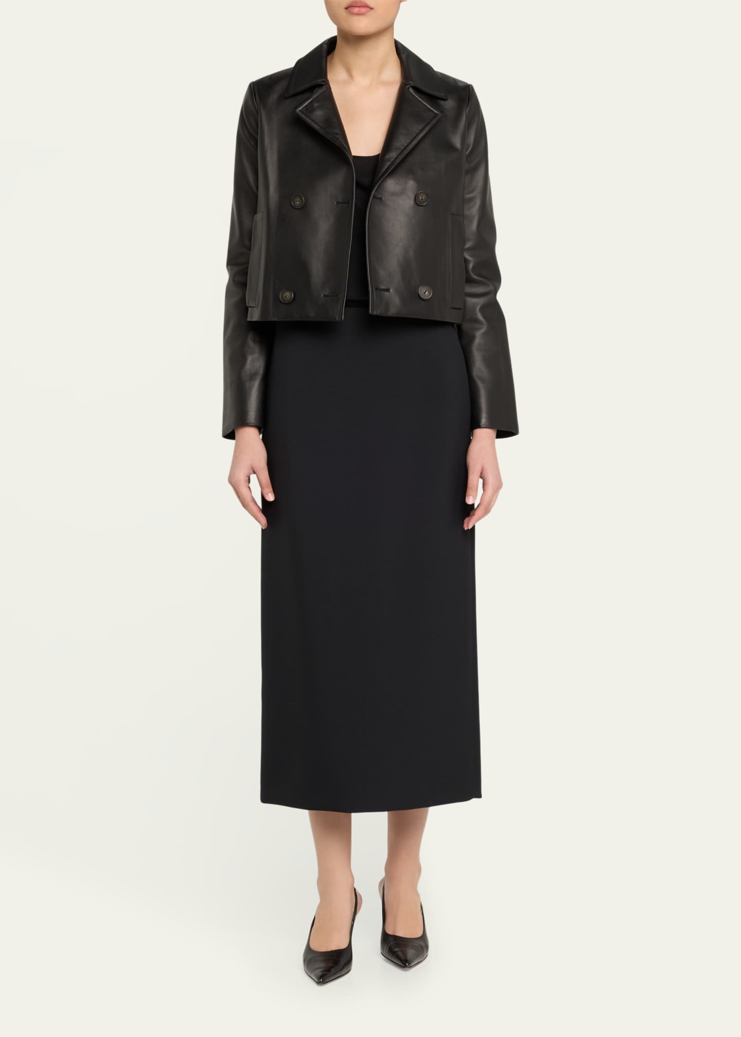 Vince Shrunken Leather Peacoat Image 2 of 5
