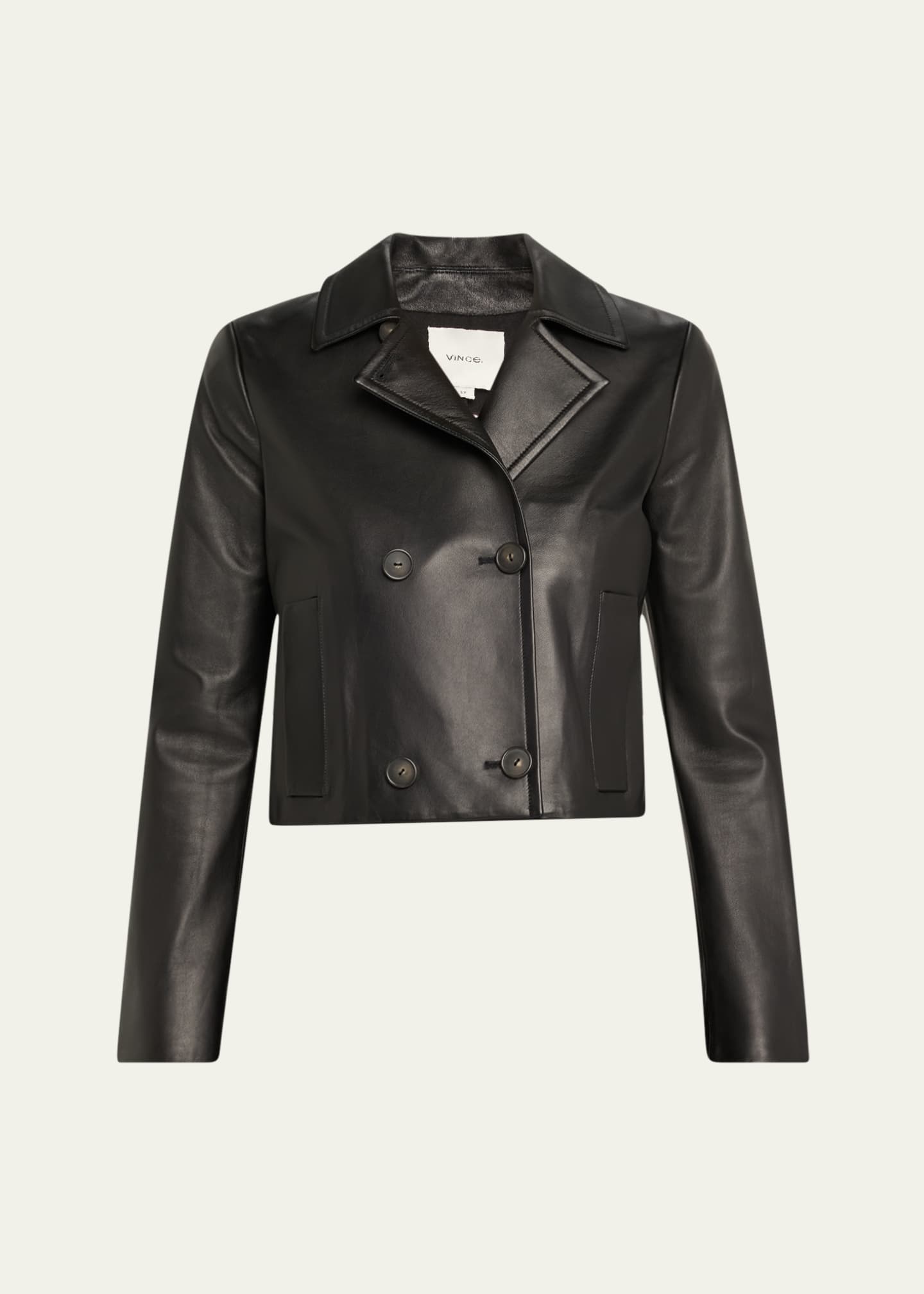 Vince Shrunken Leather Peacoat Image 1 of 5