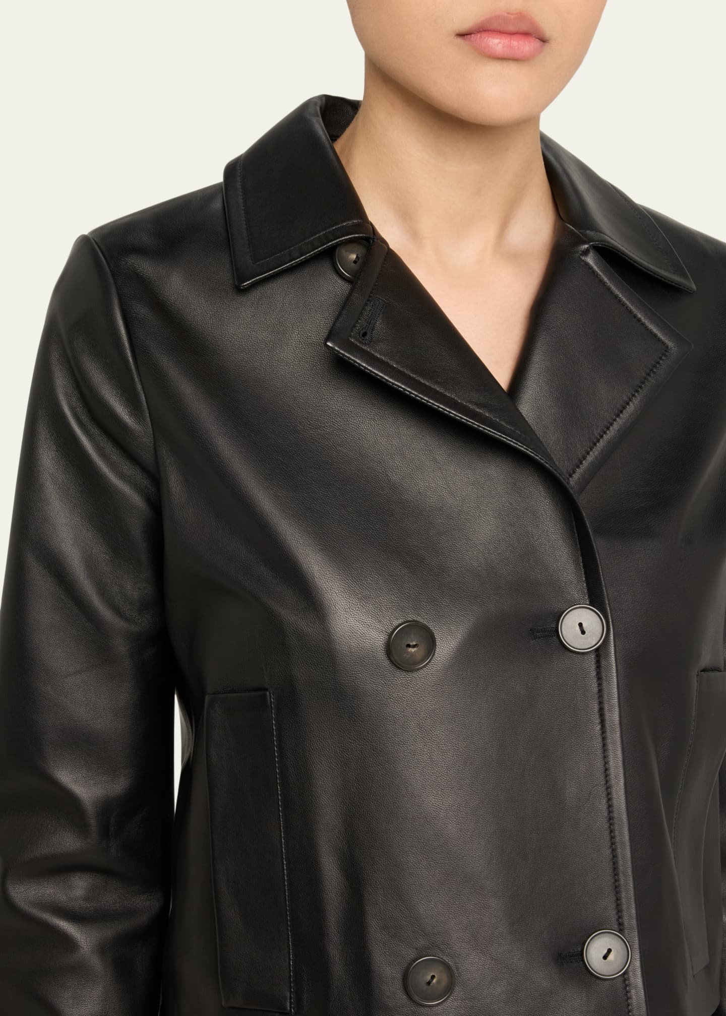 Vince Shrunken Leather Peacoat Image 5 of 5