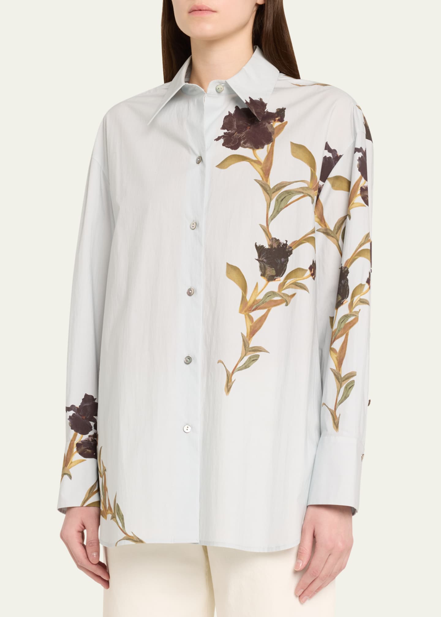 Vince Long-Sleeve Iris Button-Front Shirt Image 4 of 5