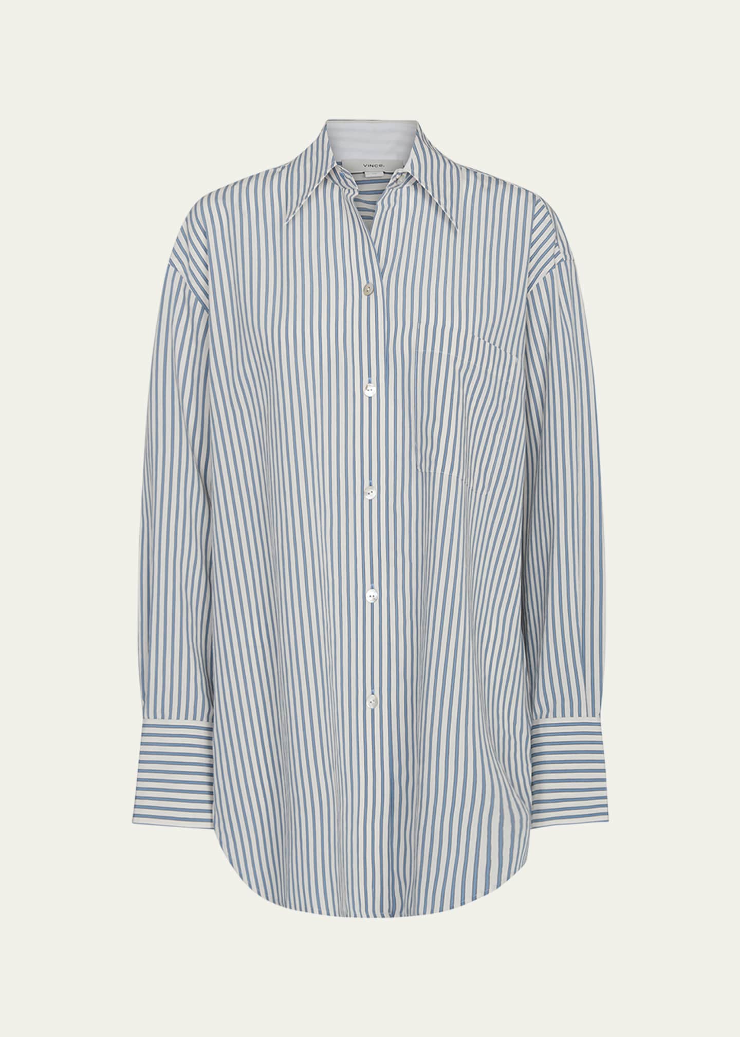 Vince Furrow Stripe Button-Front Shirt Image 1 of 4