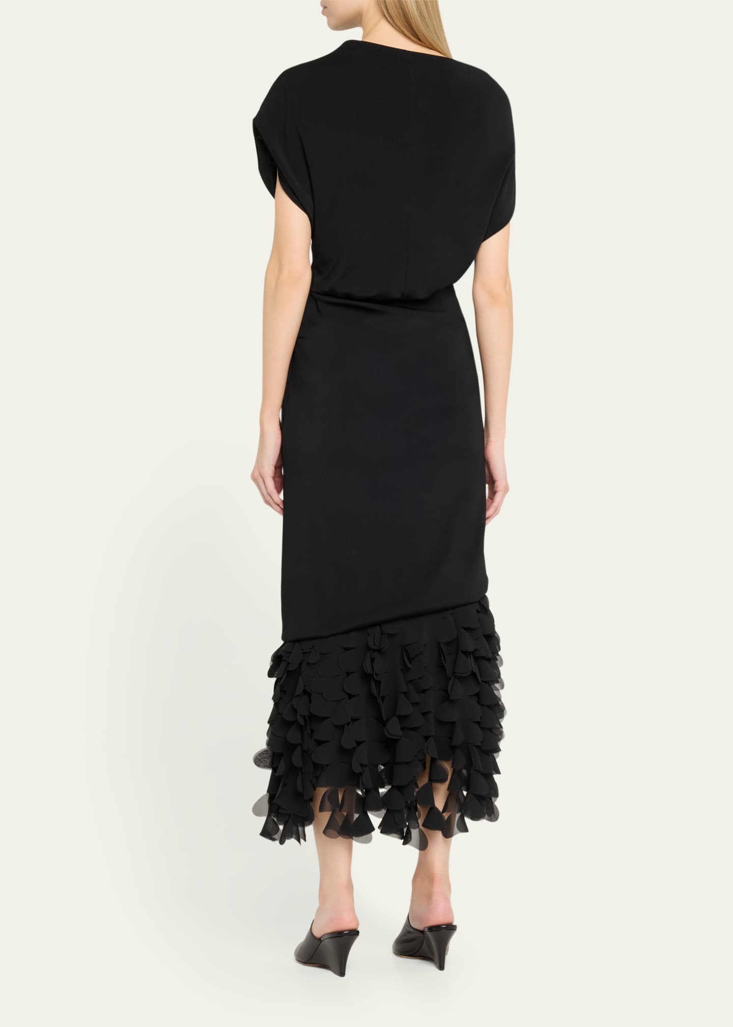 Brandon Maxwell The Lainey Asymmetric Draped 3D Petal Dress Image 3 of 5
