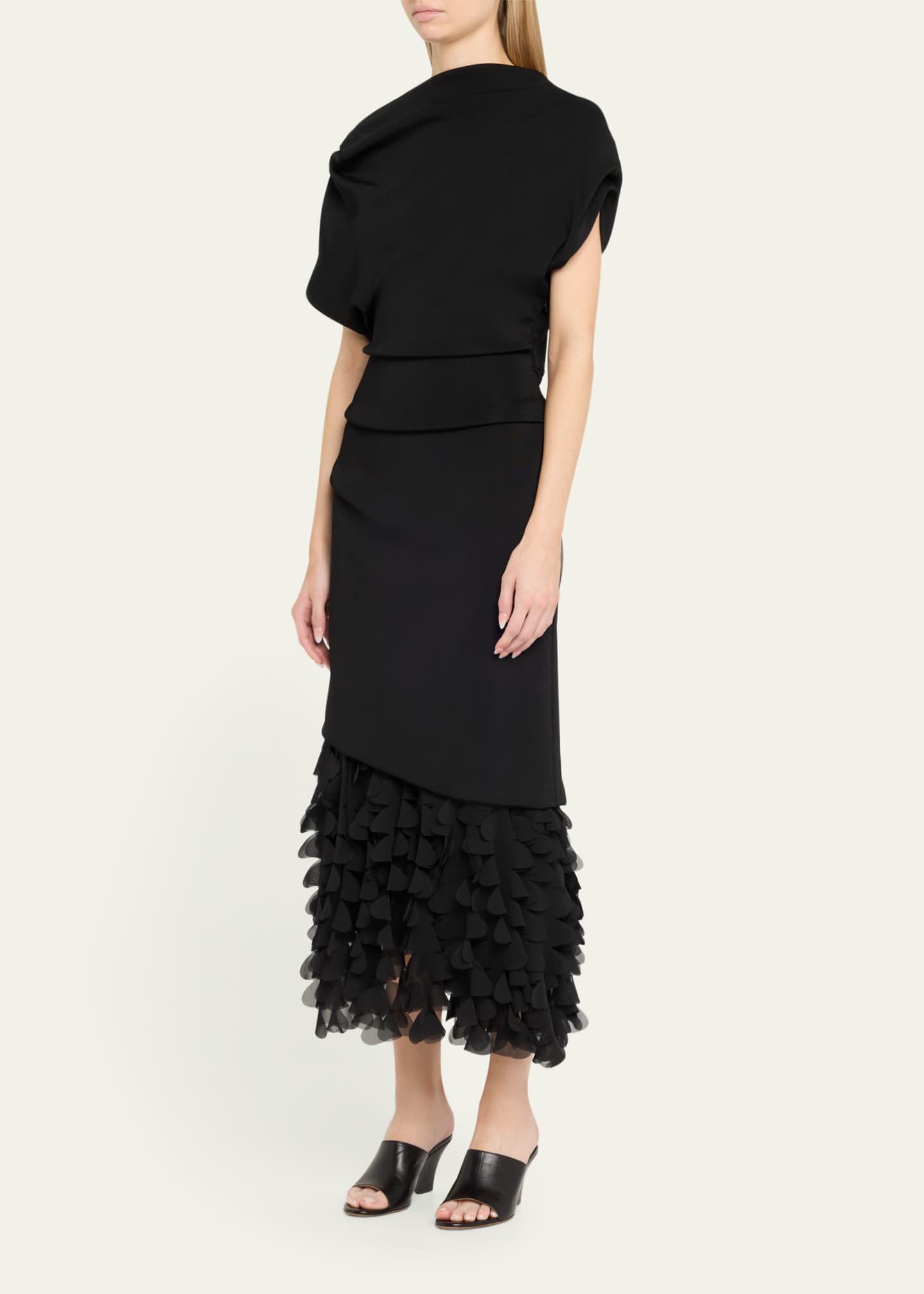 Brandon Maxwell The Lainey Asymmetric Draped 3D Petal Dress Image 4 of 5