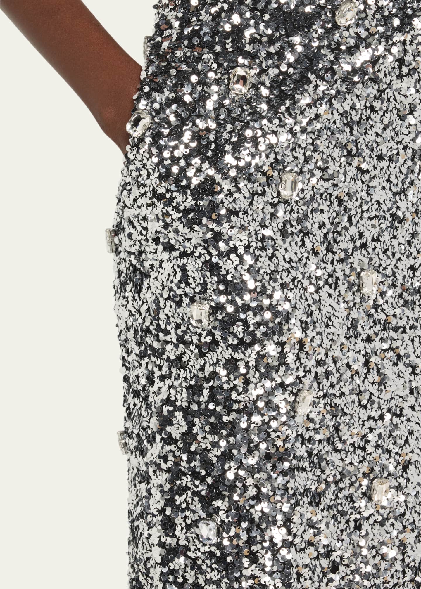 Brandon Maxwell Santha Plunging Draped Sequin Midi Dress Image 5 of 5