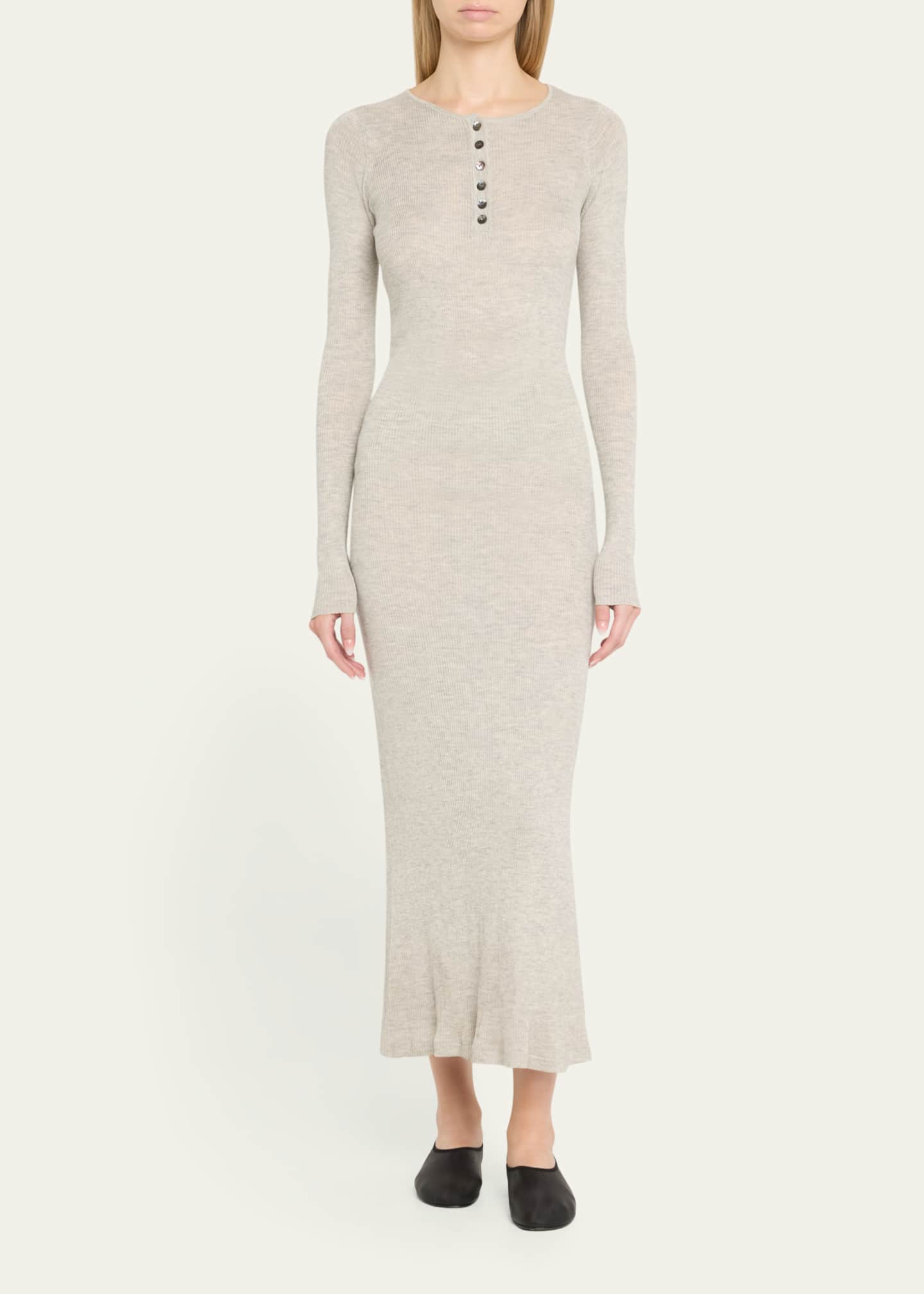 Tilda Cashmere Jersey Henley Midi Dress - Thumbnail 2