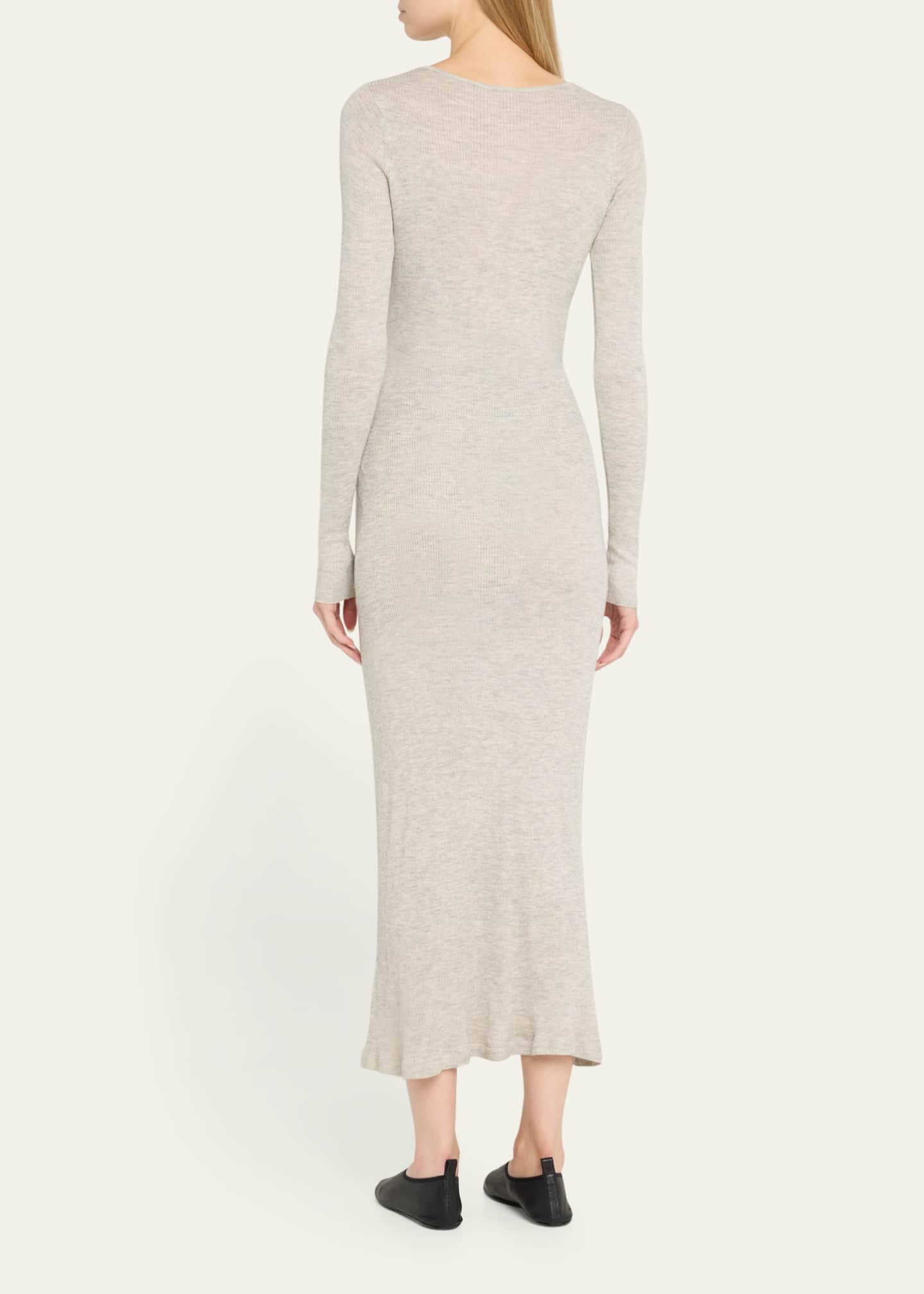 Tilda Cashmere Jersey Henley Midi Dress - Thumbnail 3