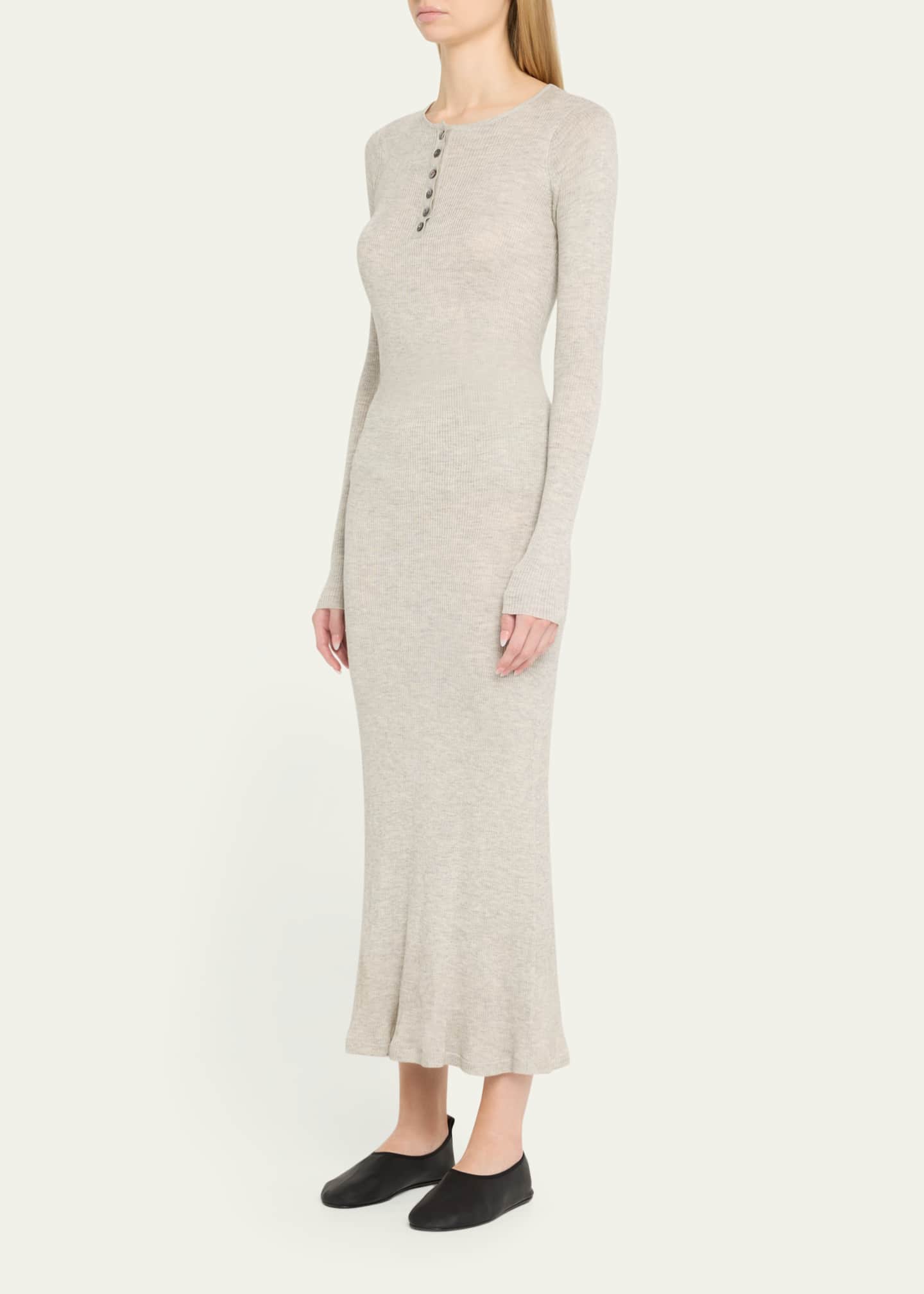 Tilda Cashmere Jersey Henley Midi Dress - Thumbnail 4