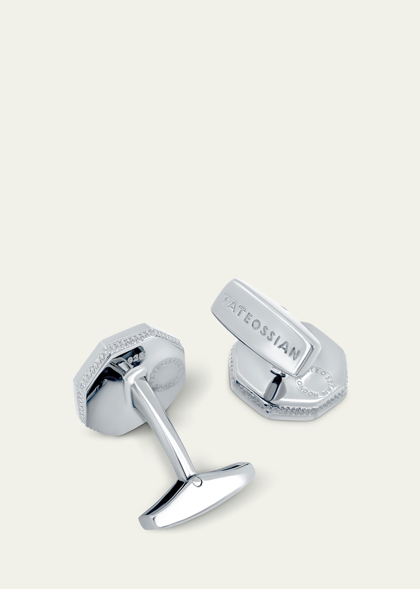 Men's Rhodium-Plated Sterling Silver Black Onyx Classic London Eye Cufflinks