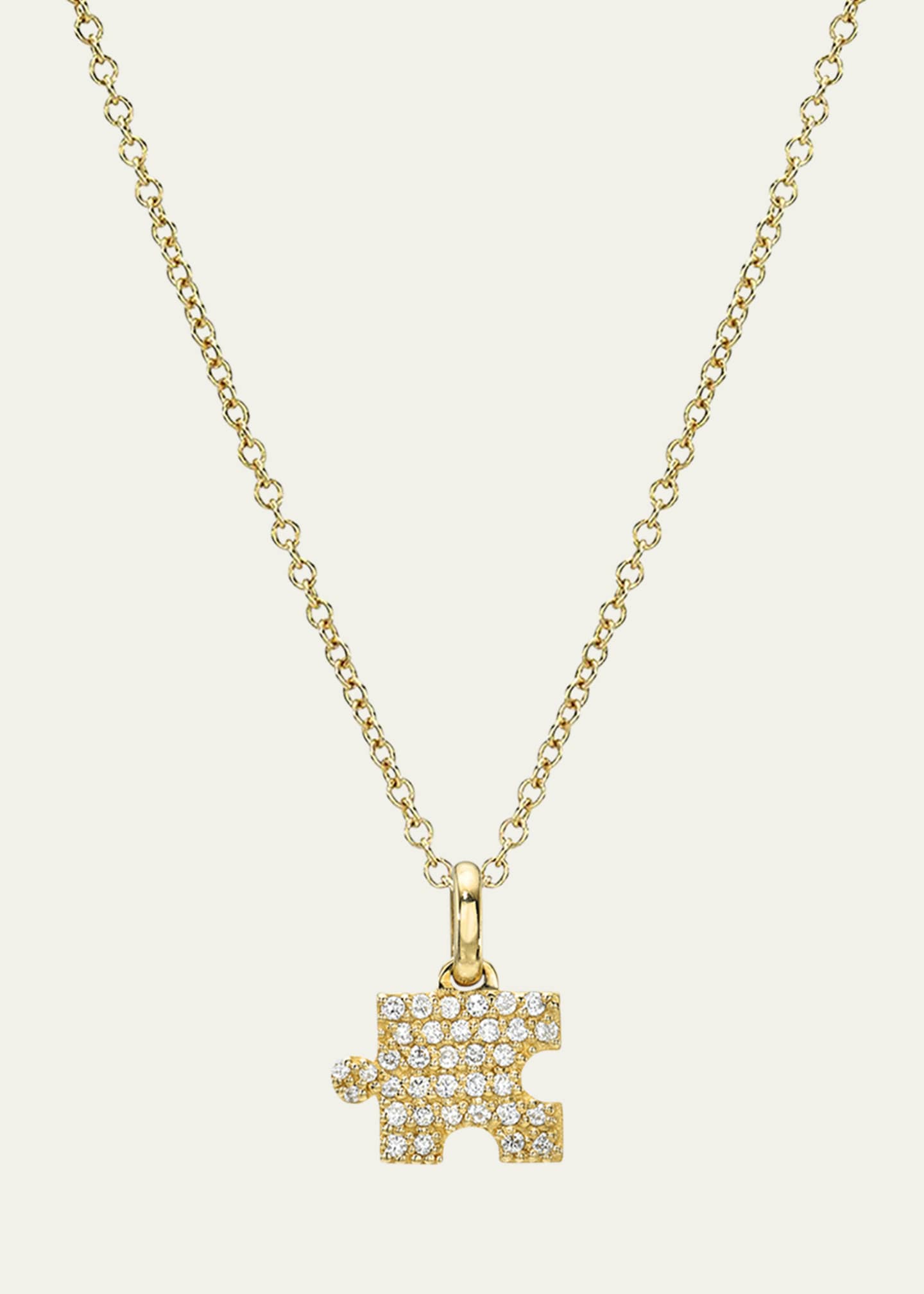 Zoe Lev Jewelry 14K Yellow Gold Pave Diamond Puzzle Piece Necklace Bergdorf Goodman