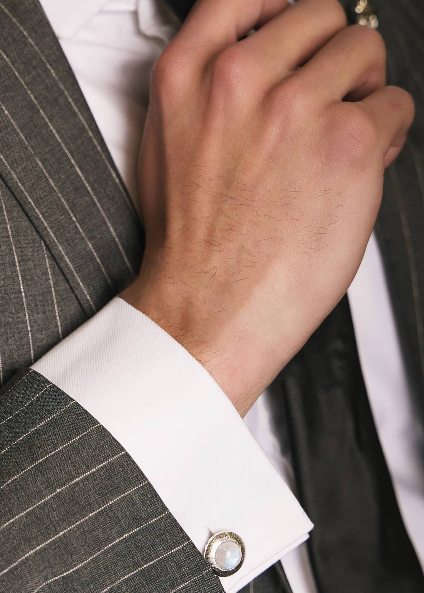 Tateossian Men's Graffiato Moonstone Cufflinks, Limited Edition Image 2 of 4