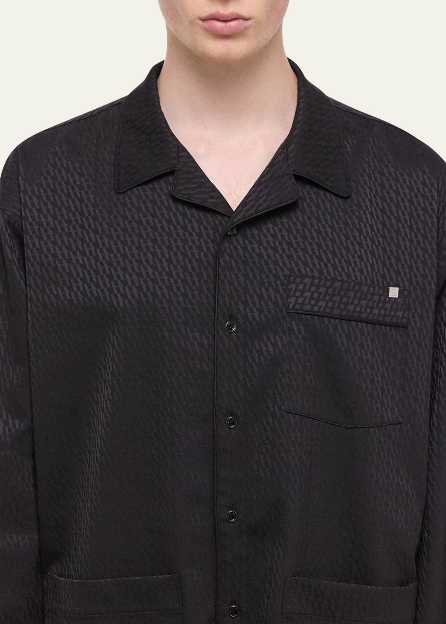 Helmut Lang Men's Oversized Satin Jacquard Pajama Shirt - Bergdorf