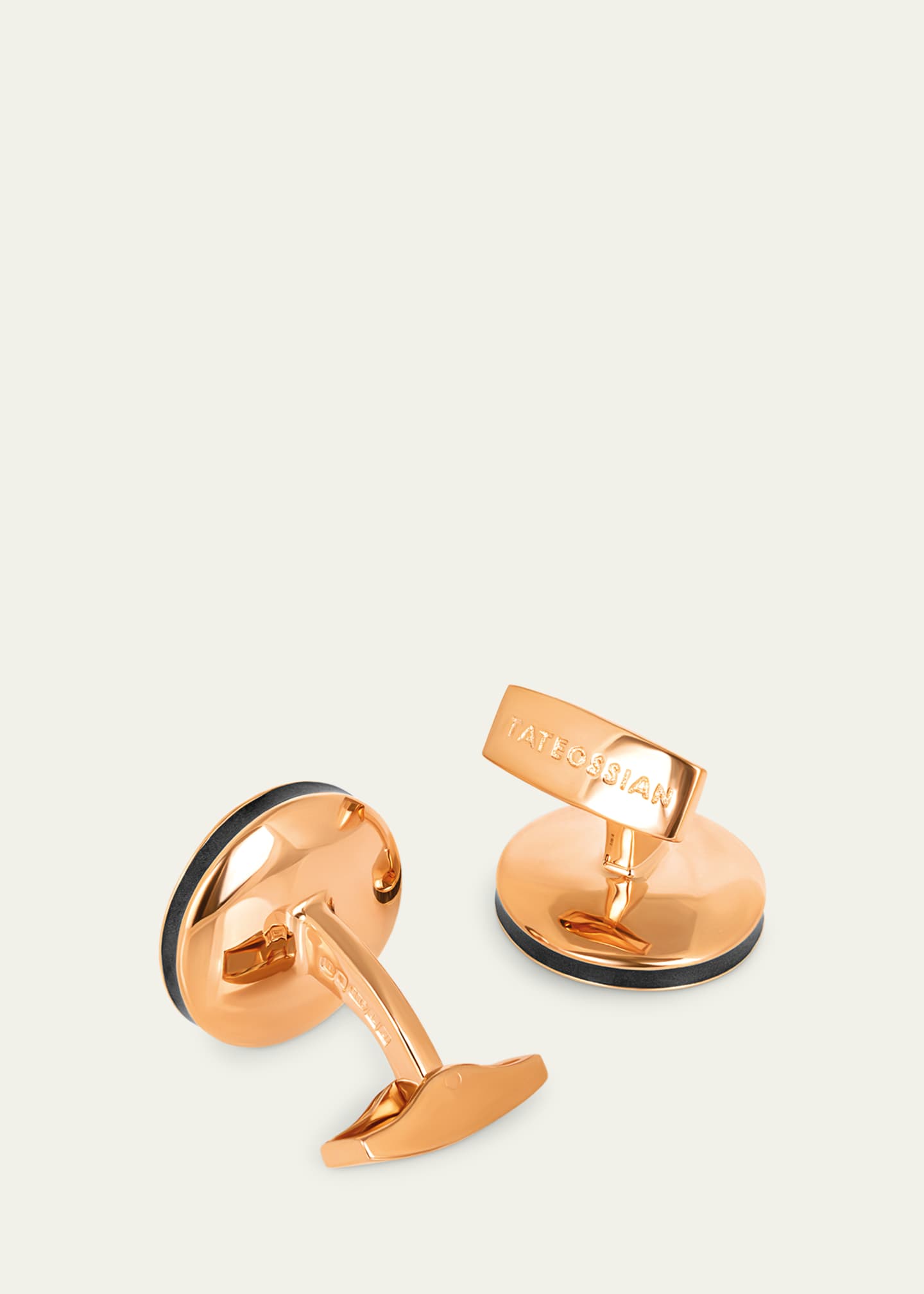 Tateossian Men's Round Rose Gold-Tone Sterling Silver Cufflinks Image 4 of 4