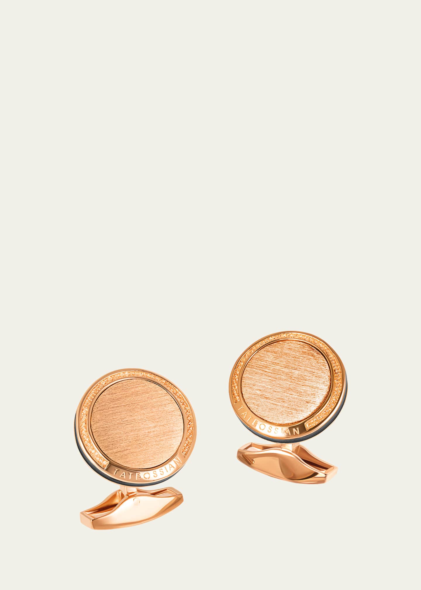 Tateossian Men's Round Rose Gold-Tone Sterling Silver Cufflinks Image 1 of 4