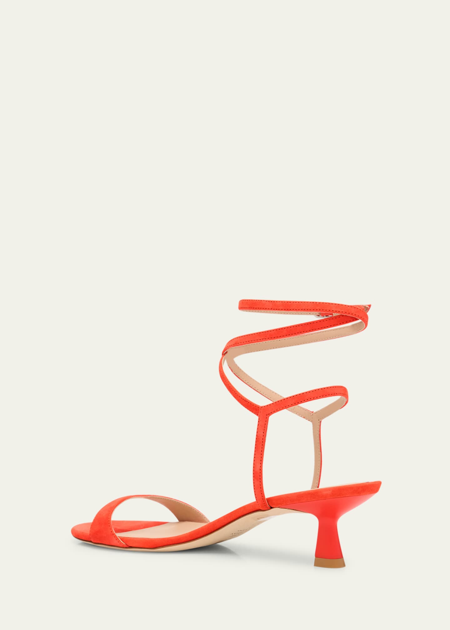Stuart Weitzman Nudist Suede Ankle-Strap Kitten Sandals Image 4 of 6
