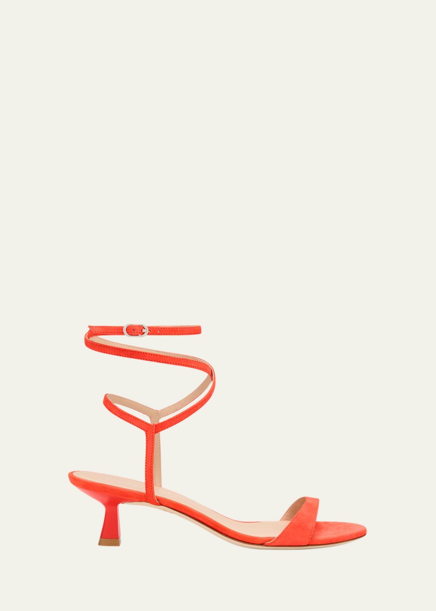 Stuart Weitzman Nudist Suede Ankle-Strap Kitten Sandals Image 1 of 6