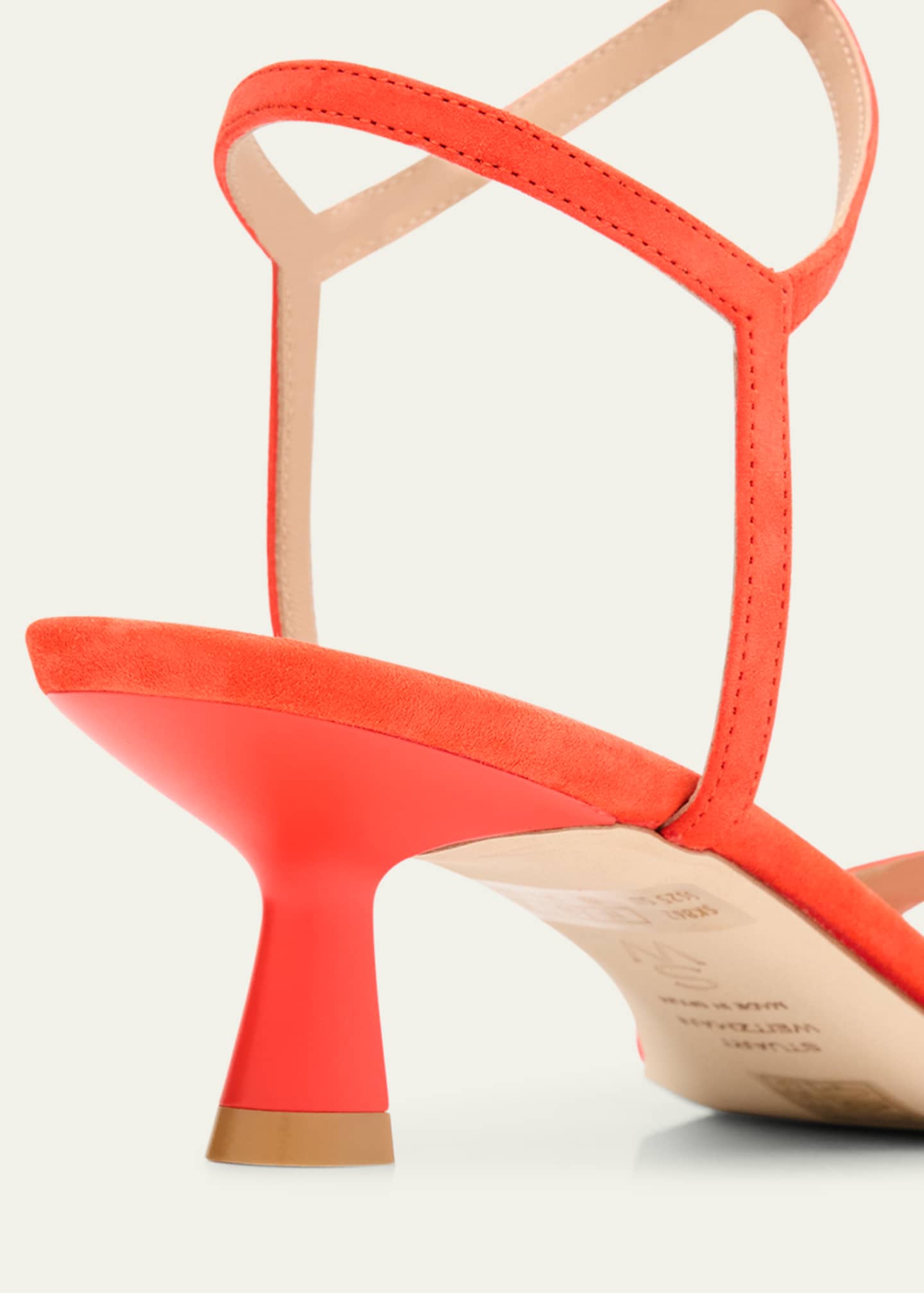 Stuart Weitzman Nudist Suede Ankle-Strap Kitten Sandals Image 5 of 6