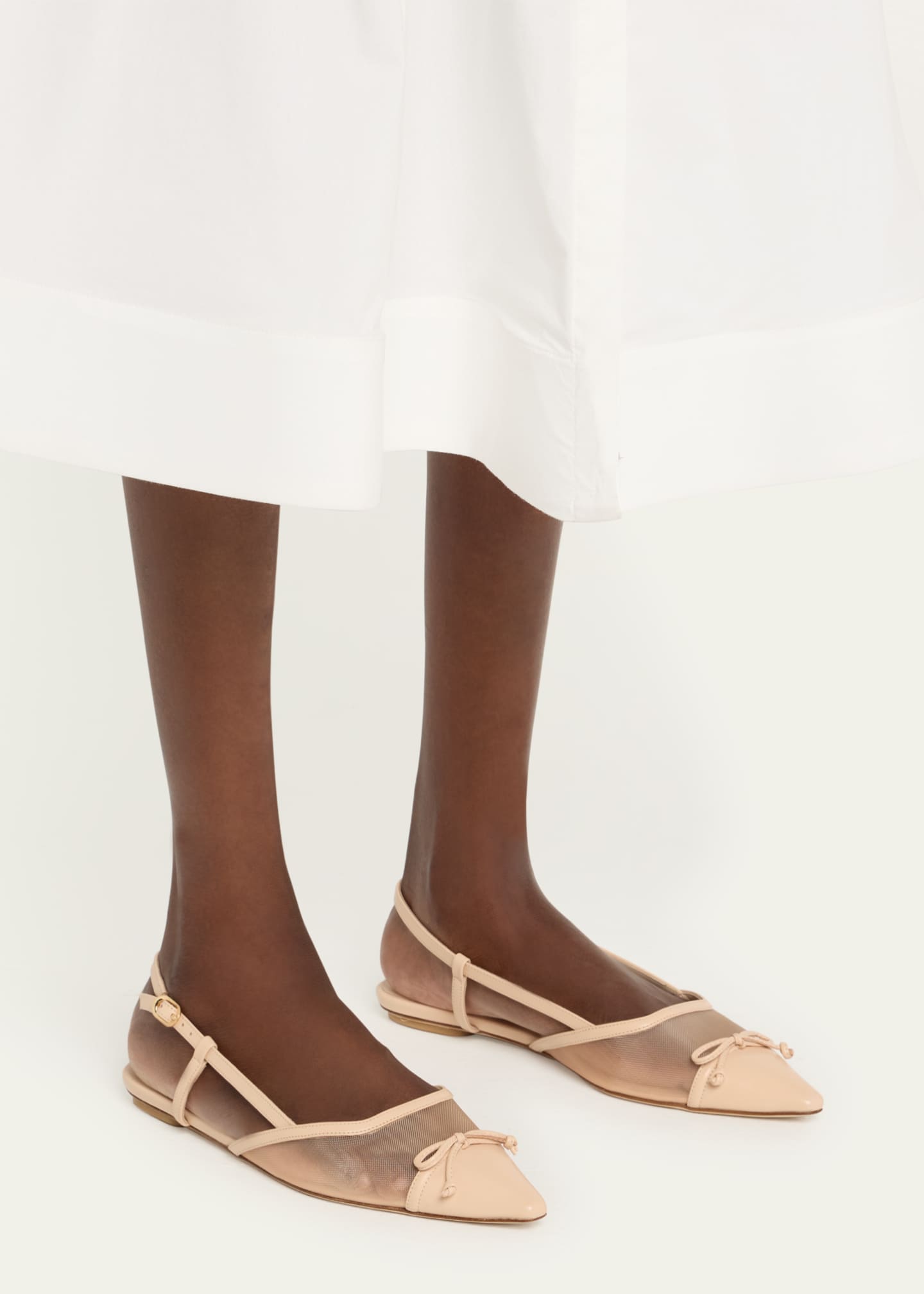 【Stuart Weitzman】キティ スリングバック メッシュ Stuart Weitzman Kitty Mesh Leather Cap-Toe Slingback Flats