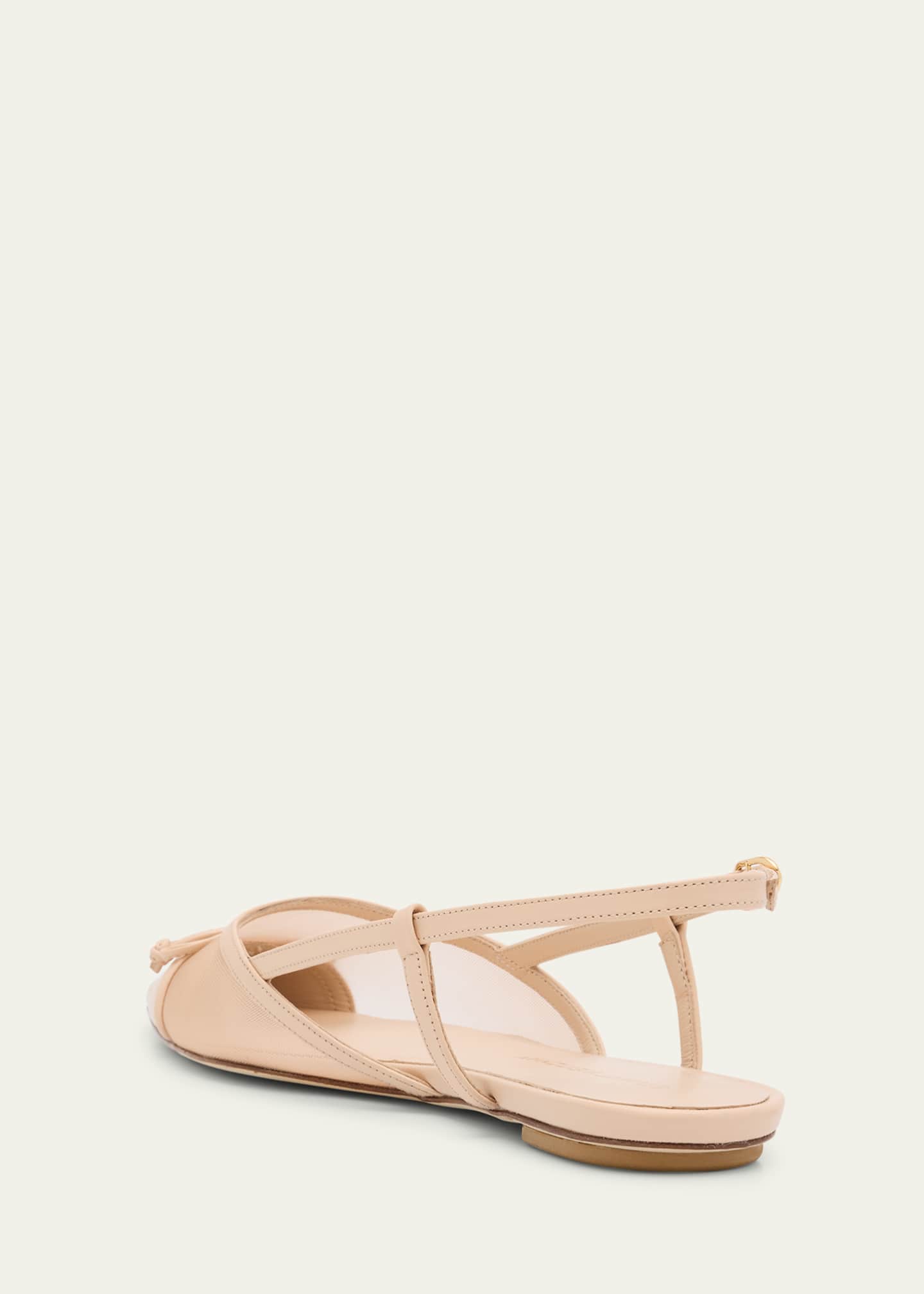 Stuart Weitzman Kitty Mesh Leather Cap-Toe Slingback Flats Image 4 of 6