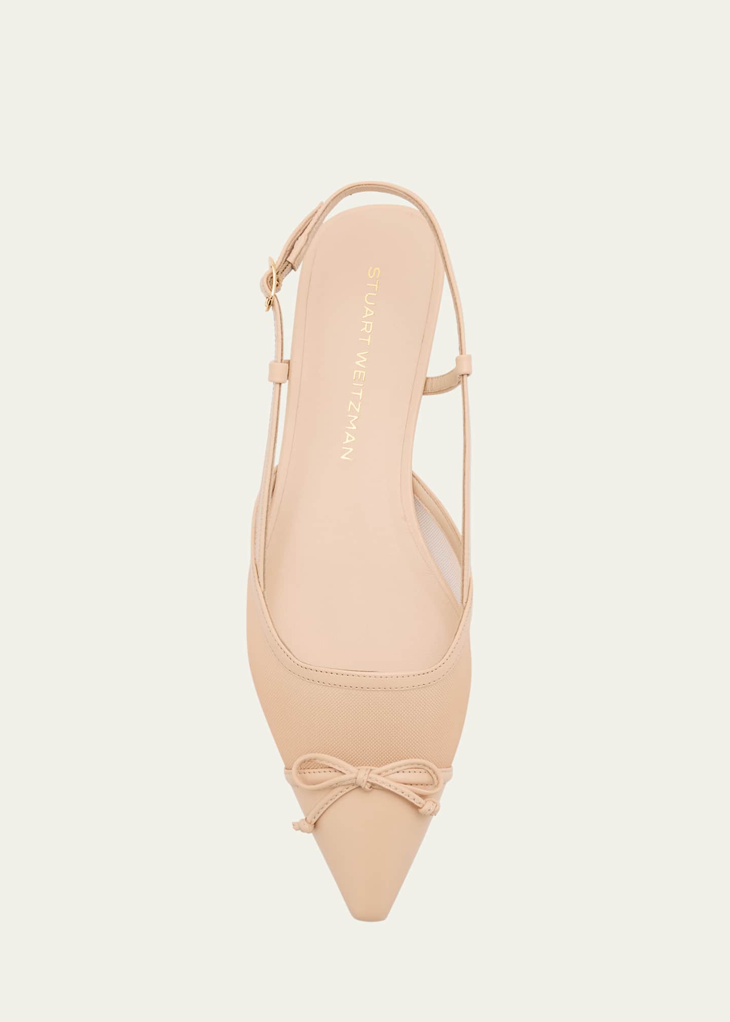 サンダル・ミュール Stuart Weitzman KITTY - Leather and transparent fabric sling KITTY SLINGBACK 50 in LINEN/HAZEL for Women | Stuart Weitzman®