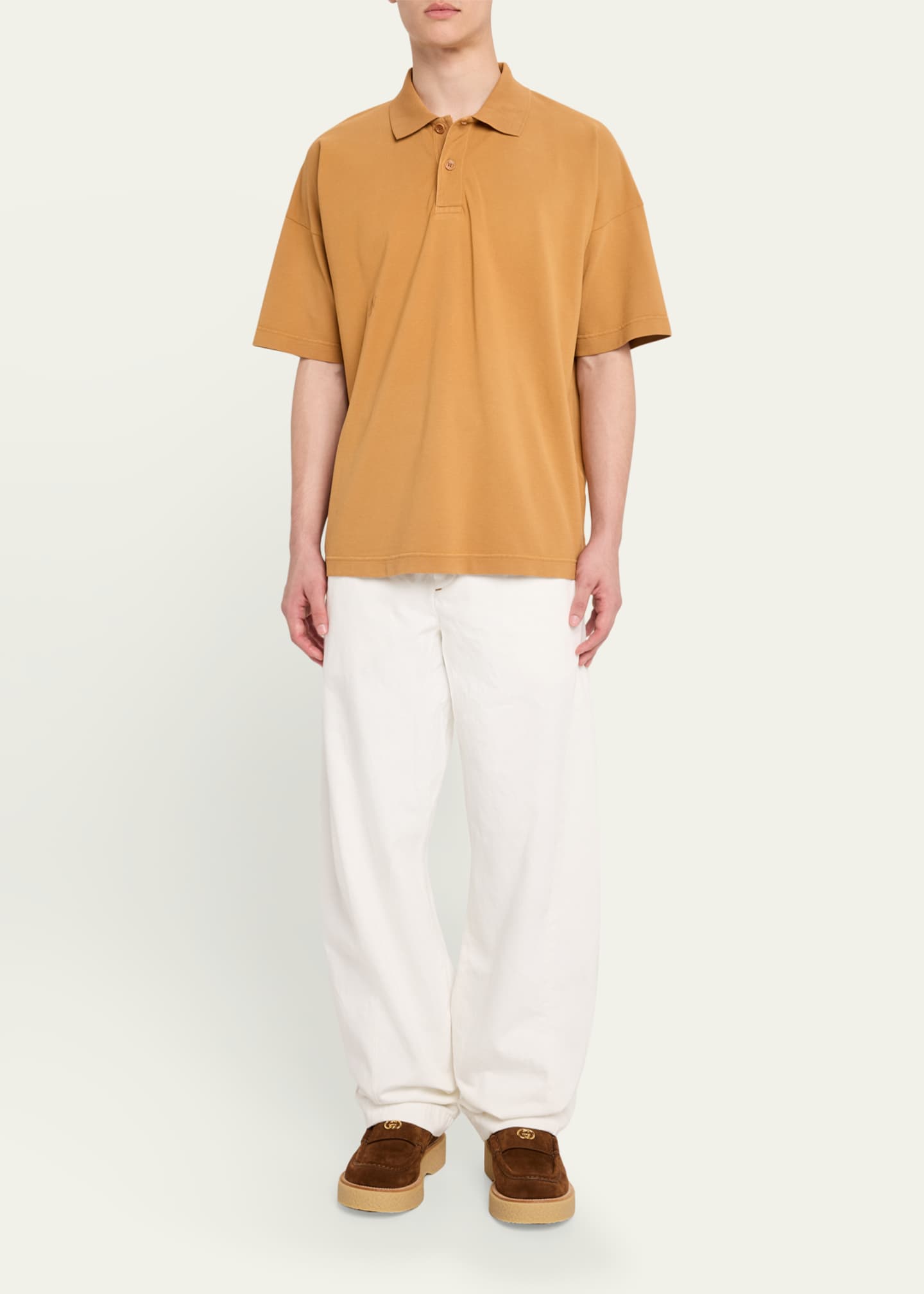 JW Anderson Men's Pique Anchor-Print Polo Shirt Image 2 of 5
