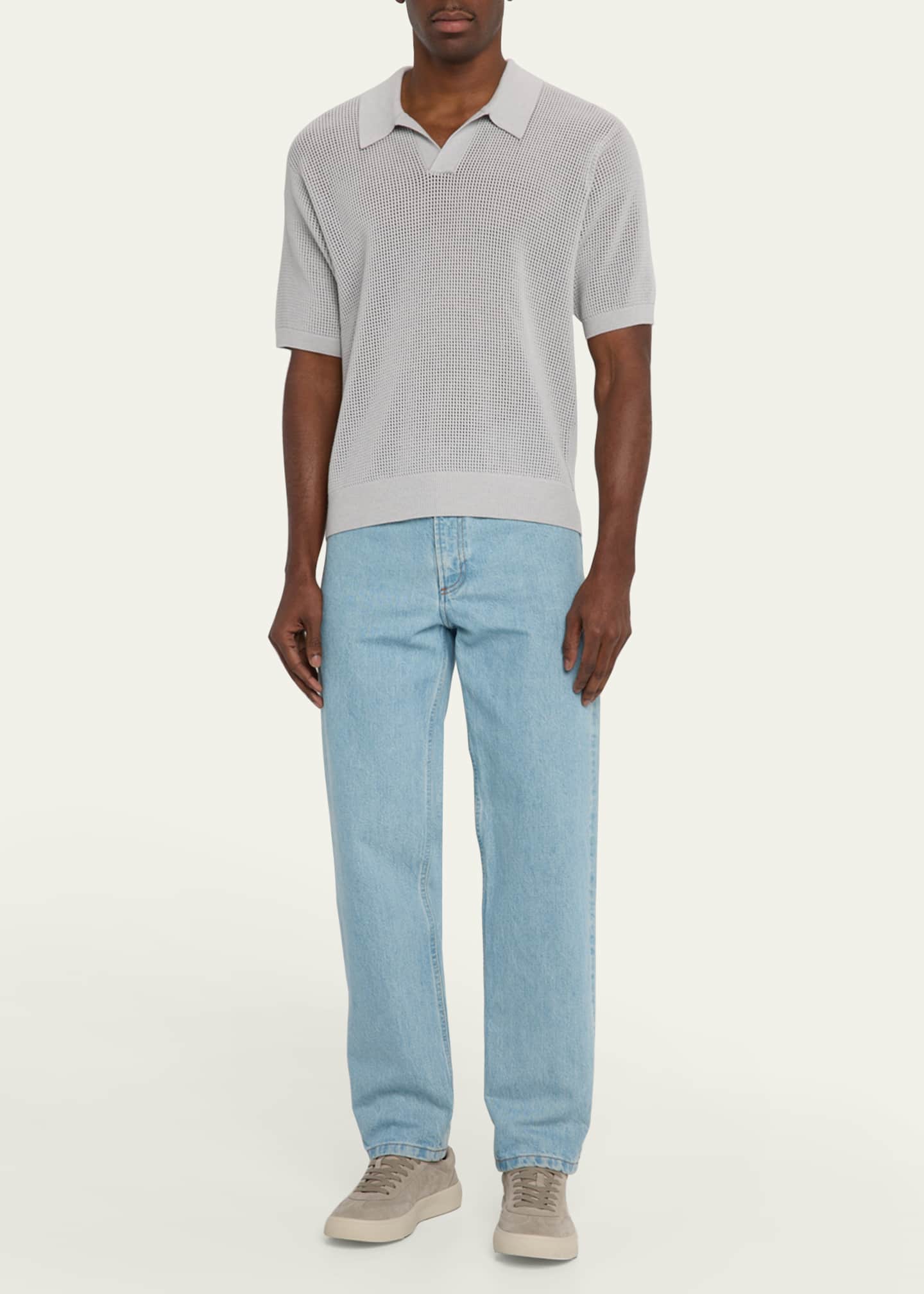 FRAME Men's Mesh Knit Polo Shirt Image 2 of 5