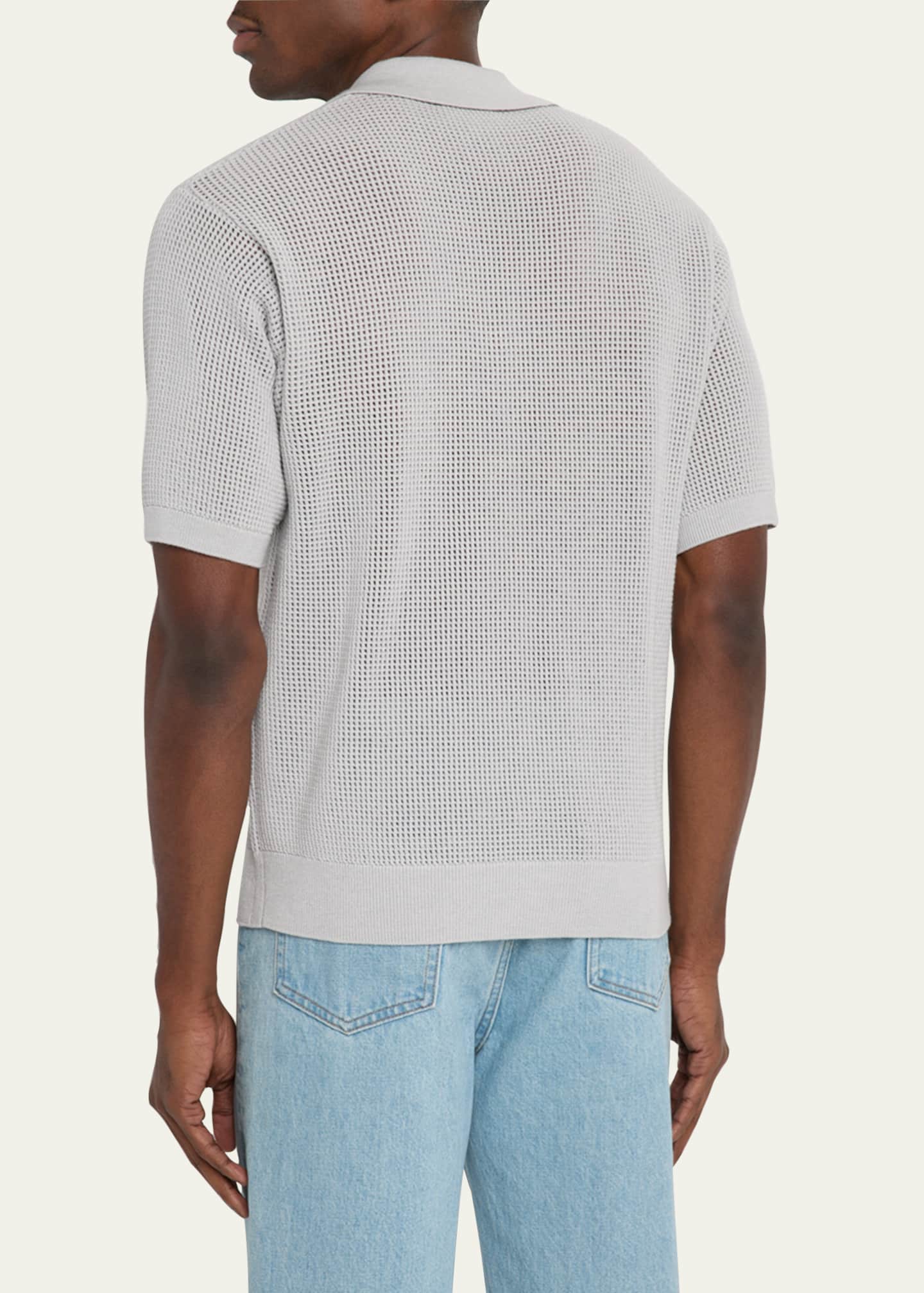 FRAME Men's Mesh Knit Polo Shirt Image 3 of 5