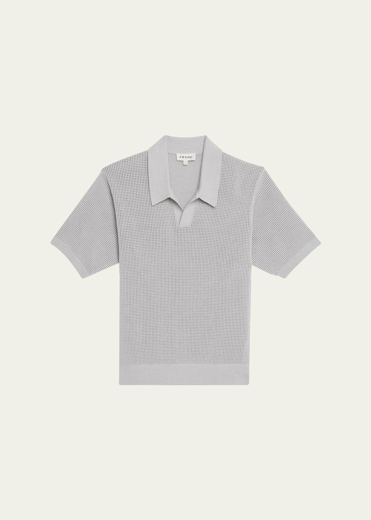 FRAME Men's Mesh Knit Polo Shirt Image 1 of 5