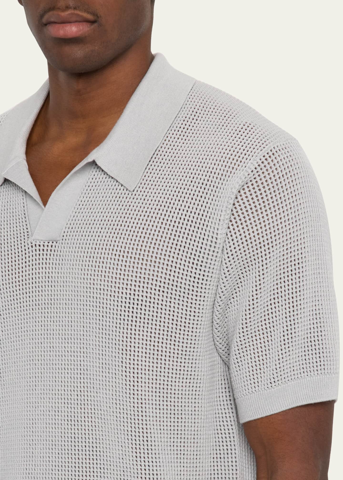 FRAME Men's Mesh Knit Polo Shirt Image 5 of 5
