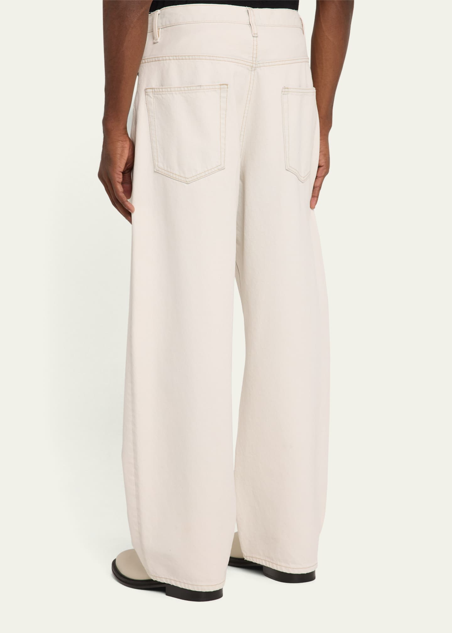 FRAME Men's White Denim Baggy Jeans Image 3 of 5