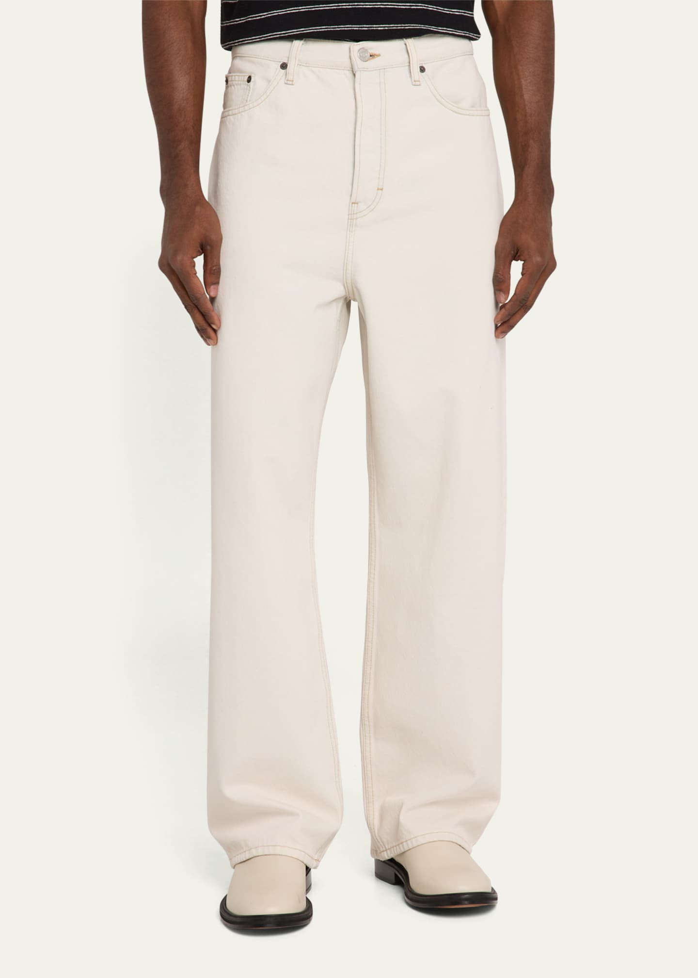 FRAME Men's White Denim Baggy Jeans Image 4 of 5