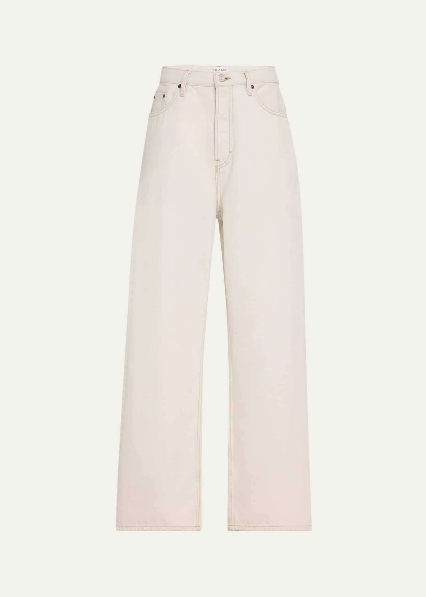 FRAME Men's White Denim Baggy Jeans Image 1 of 5