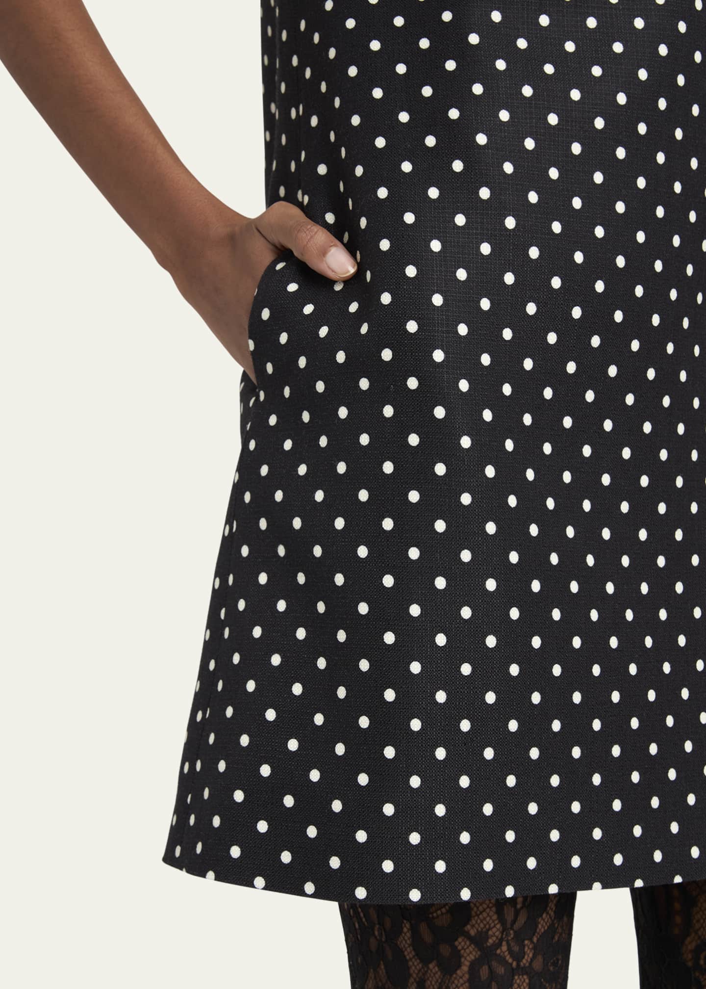Valentino Garavani Satin Bow Polka Dot Shift Mini Dress Image 5 of 5
