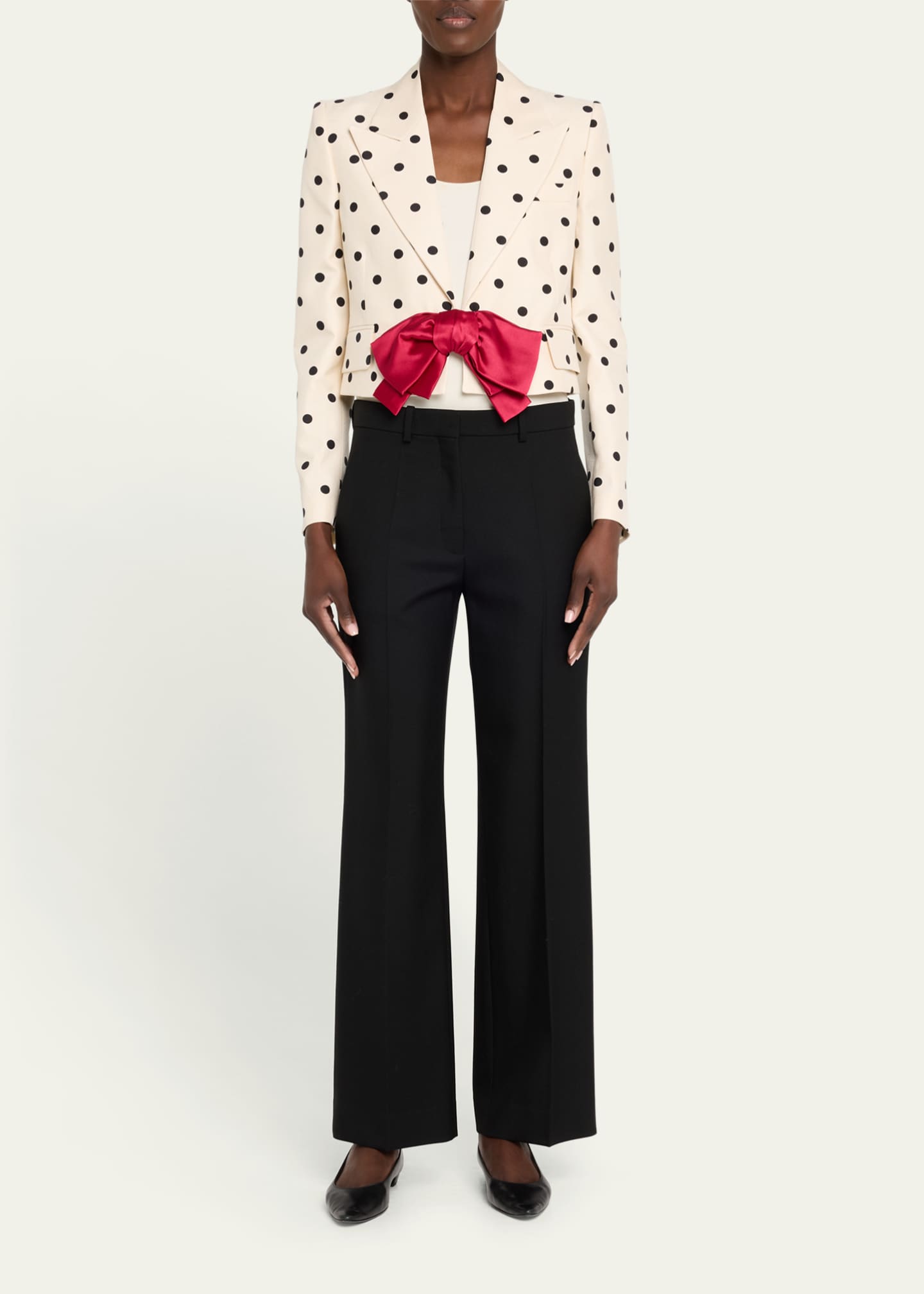 Valentino Garavani Polka-Dot Crop Blazer With Bow Image 2 of 5