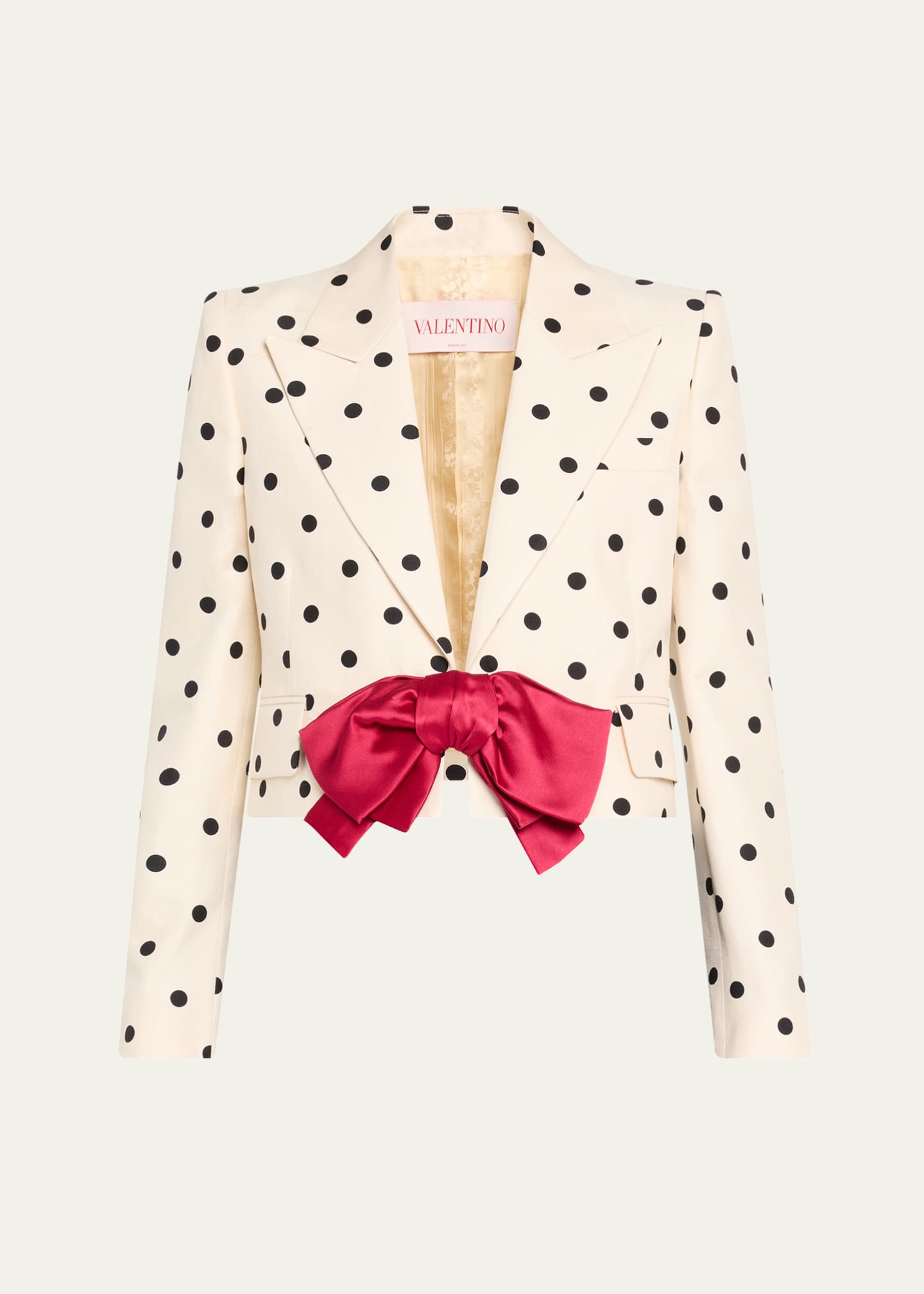 Valentino Garavani Polka-Dot Crop Blazer With Bow Image 1 of 5