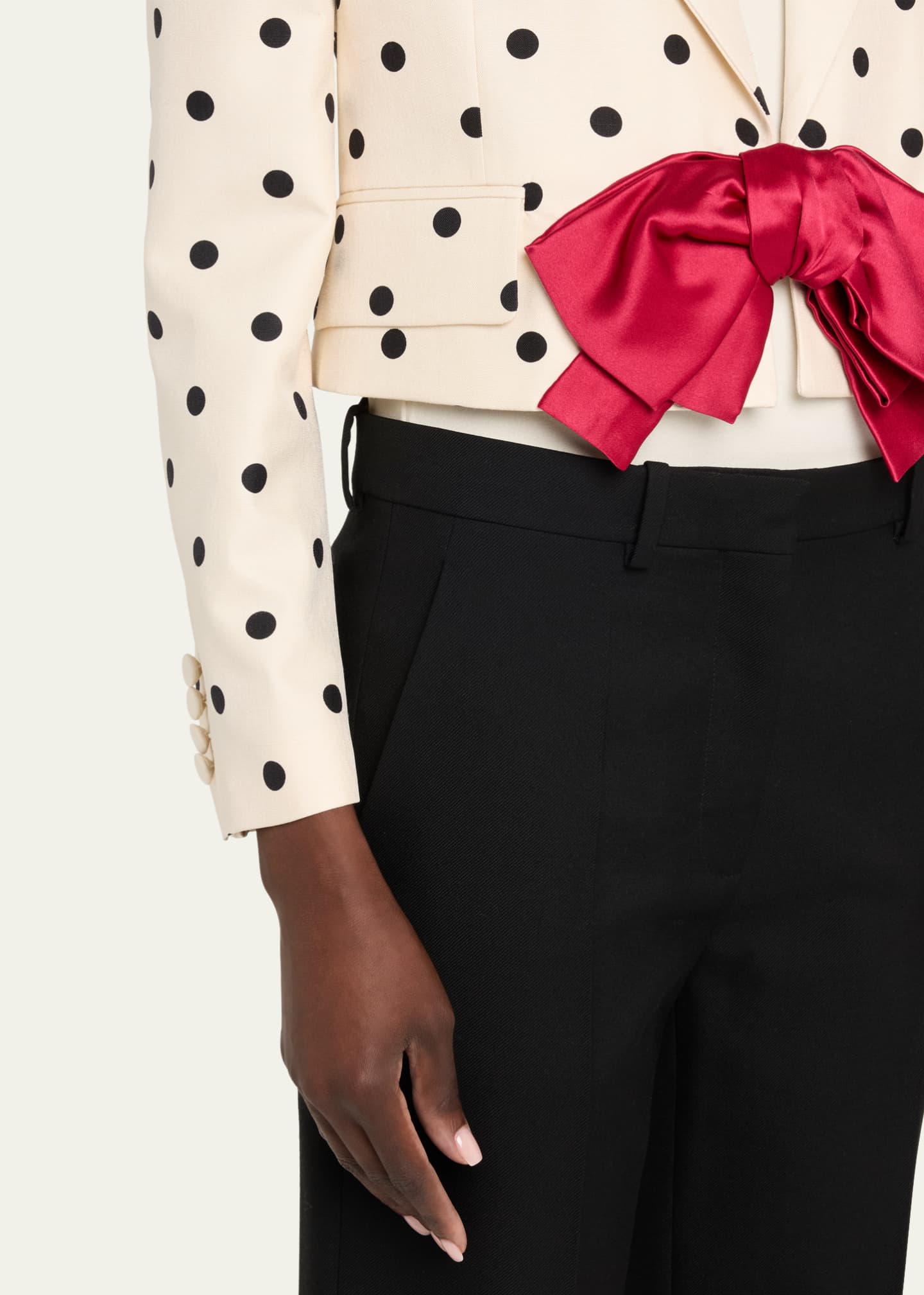 Valentino Garavani Polka-Dot Crop Blazer With Bow Image 5 of 5