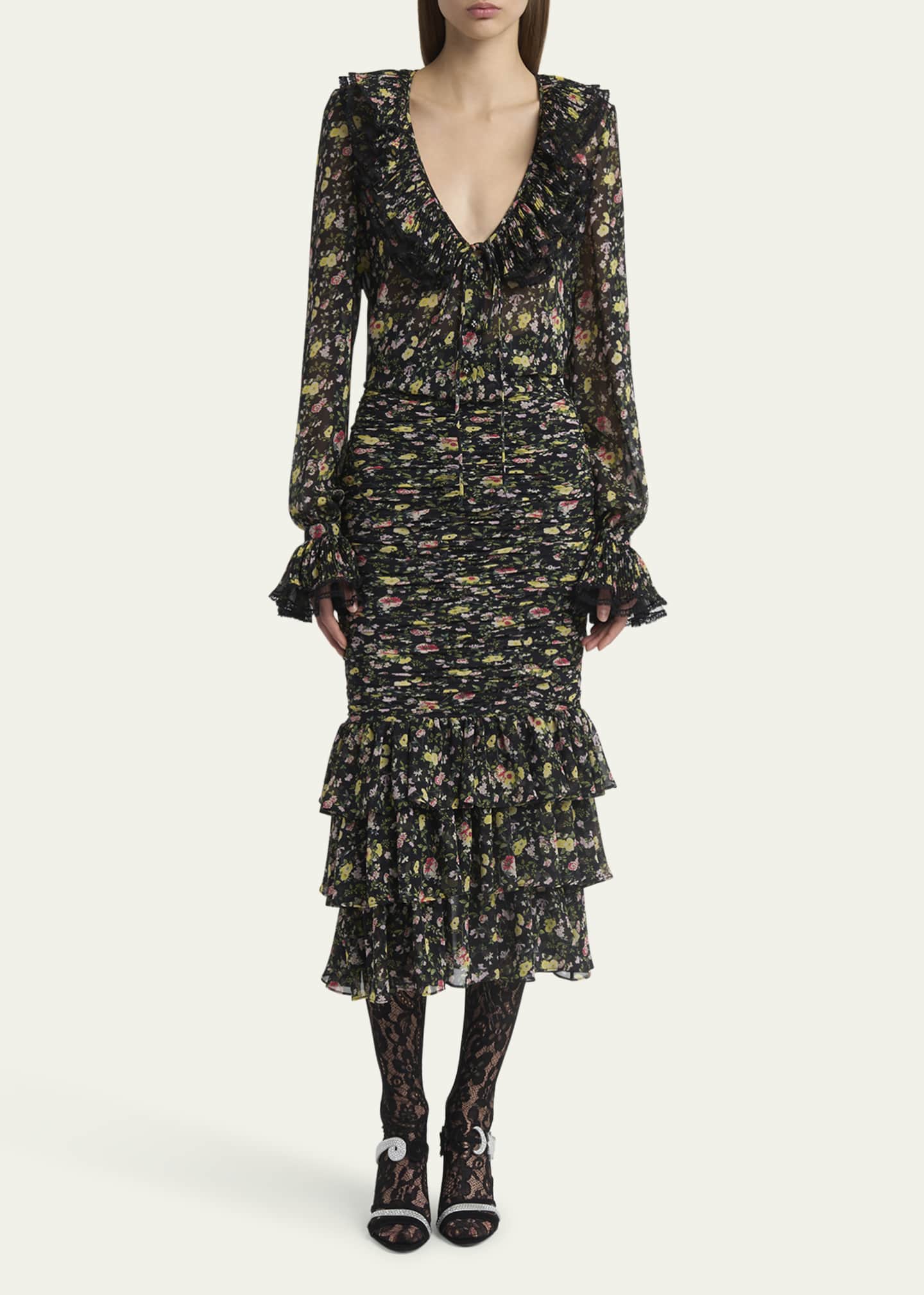 Valentino Garavani Semi Sheer Flower Print Blouse Image 2 of 5