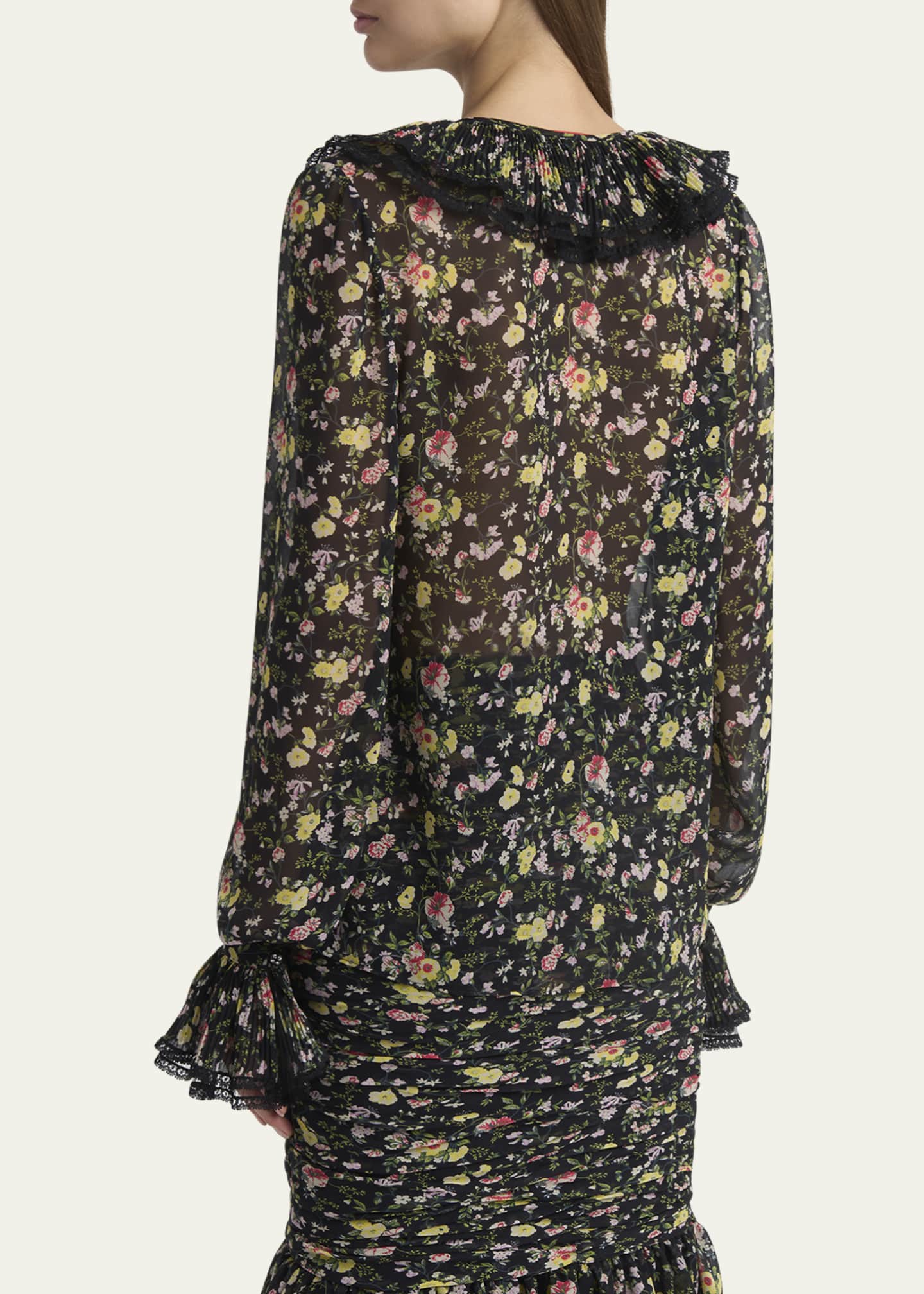 Valentino Garavani Semi Sheer Flower Print Blouse Image 3 of 5