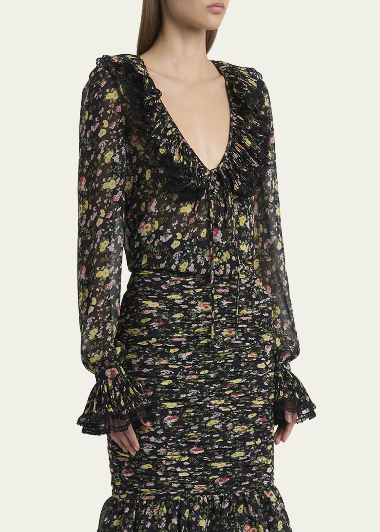 Valentino Garavani Semi Sheer Flower Print Blouse Image 4 of 5