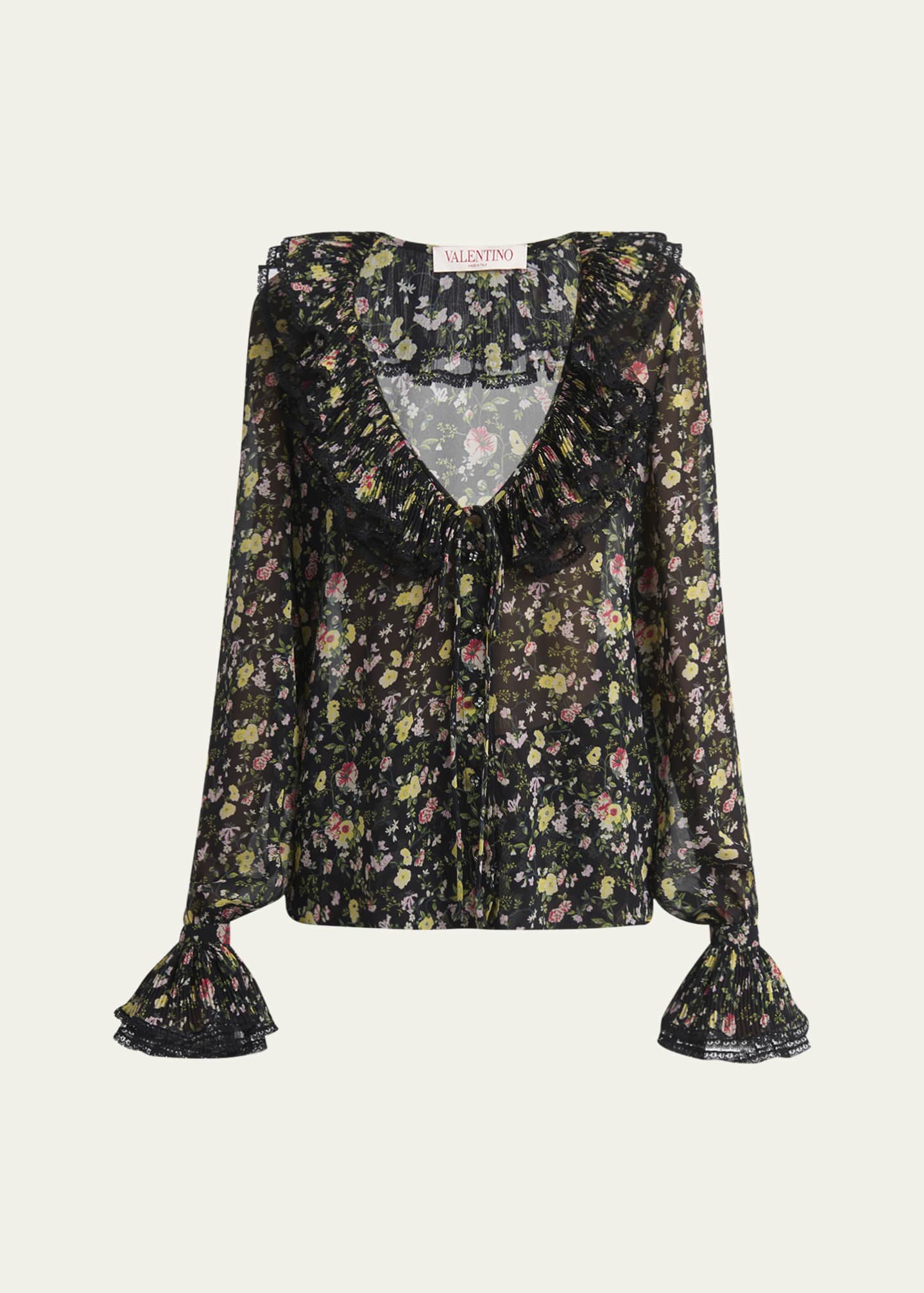 Valentino Garavani Semi Sheer Flower Print Blouse Image 1 of 5