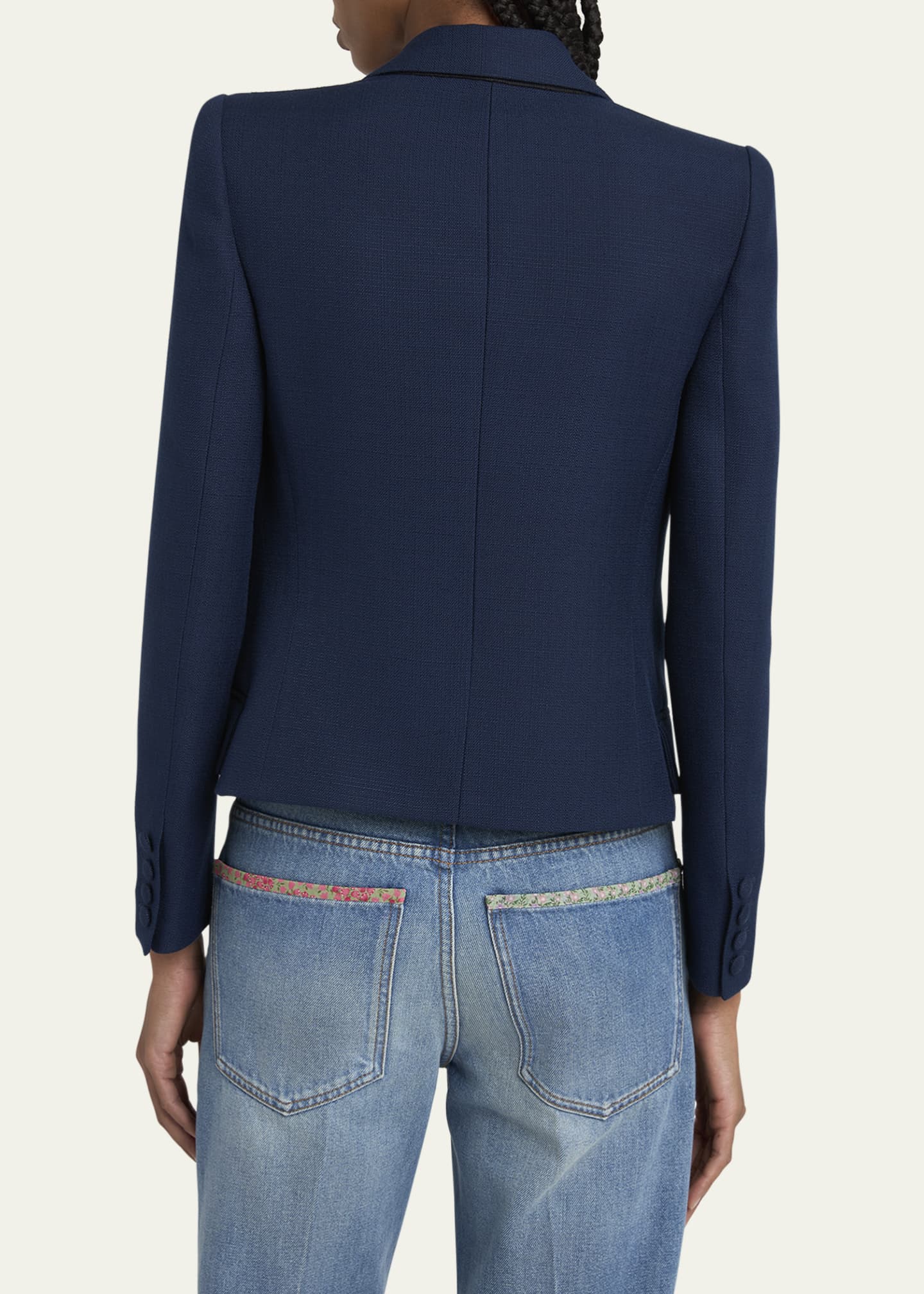 Valentino Garavani Bow Closure Cropped Wool Blazer Image 3 of 5
