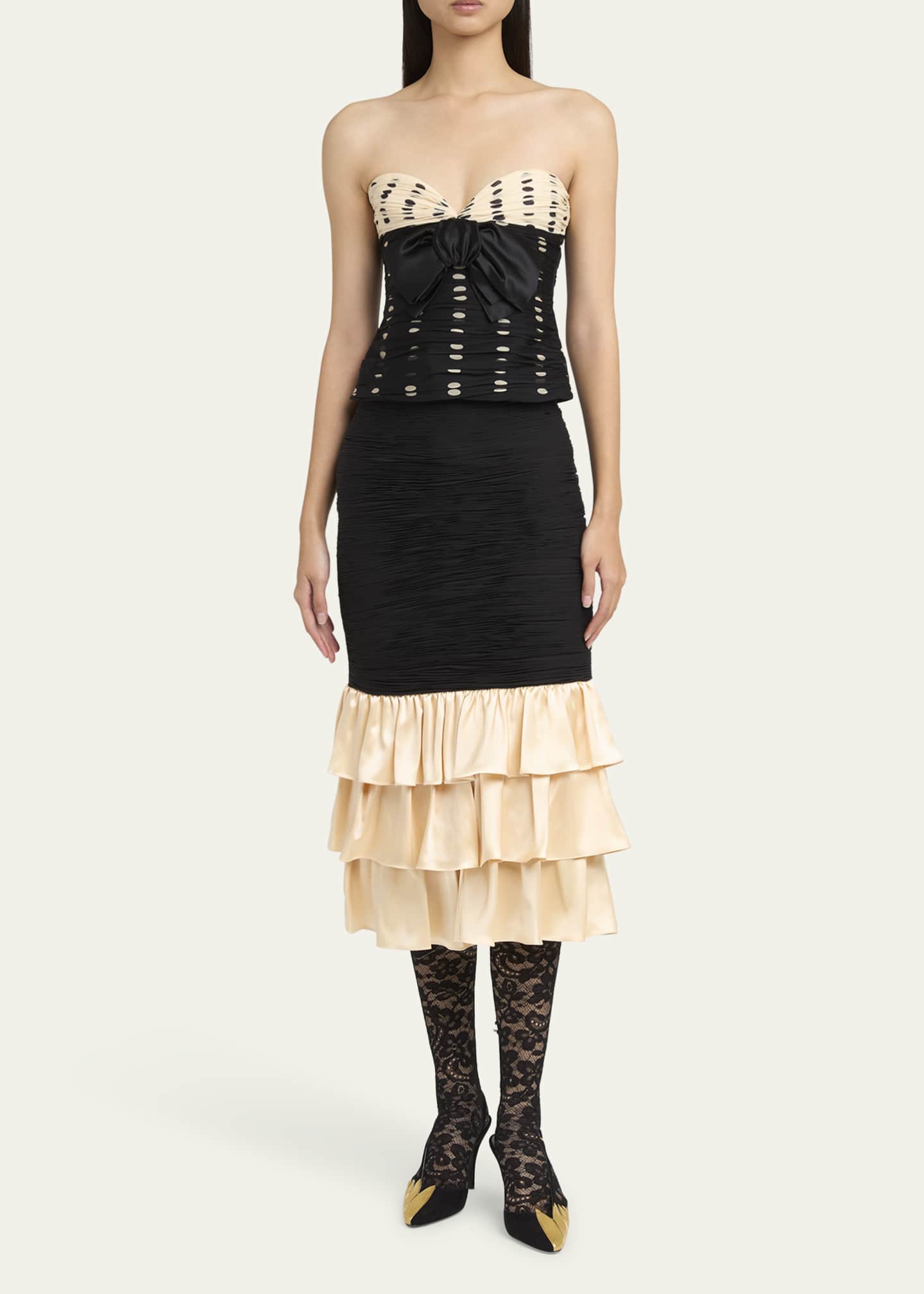 Valentino Garavani Strapless Polka Dot Ruched Bustier Image 2 of 5